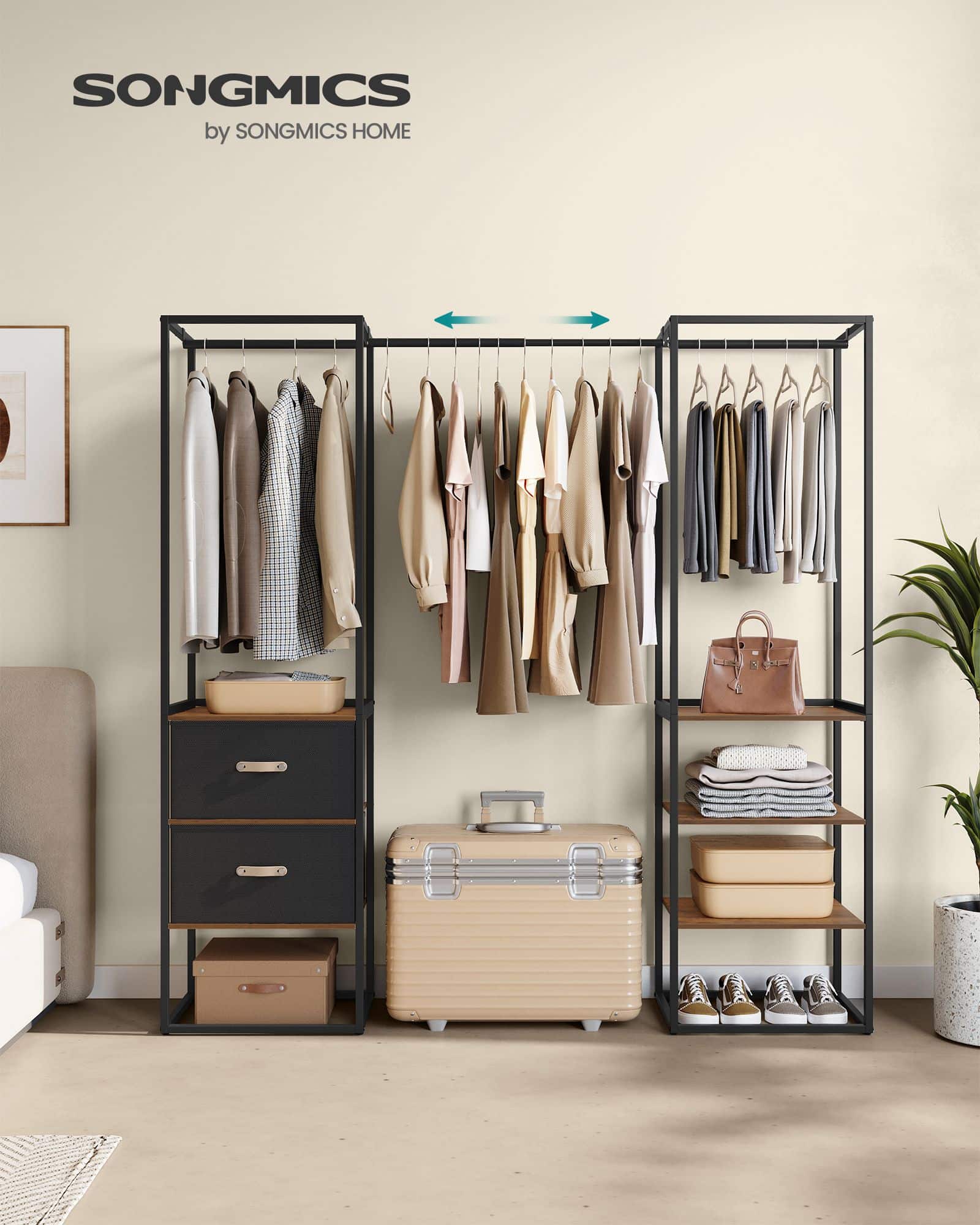 Kleiderständer mit 2 Schubladen und 4 Ablagen vintagebraun Kleiderständer mit 2 Schubladen und 4 Ablagen vintagebraun