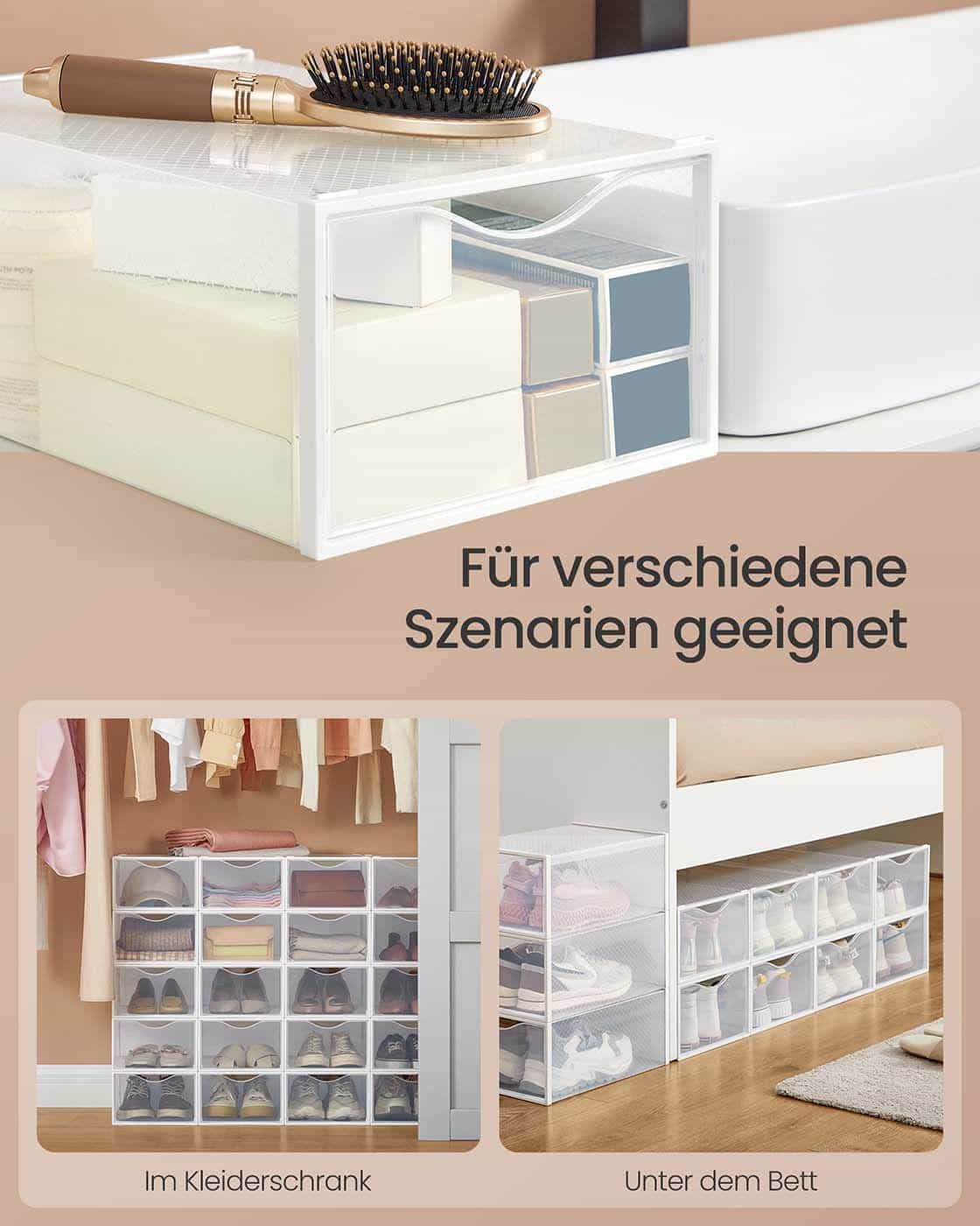 Schuhboxen 18er Set mit Tür 33,2 x 23 x 14,5 cm transparent-wolkenweiß Schuhboxen 18er Set mit Tür 33,2 x 23 x 14,5 cm transparent-wolkenweiß