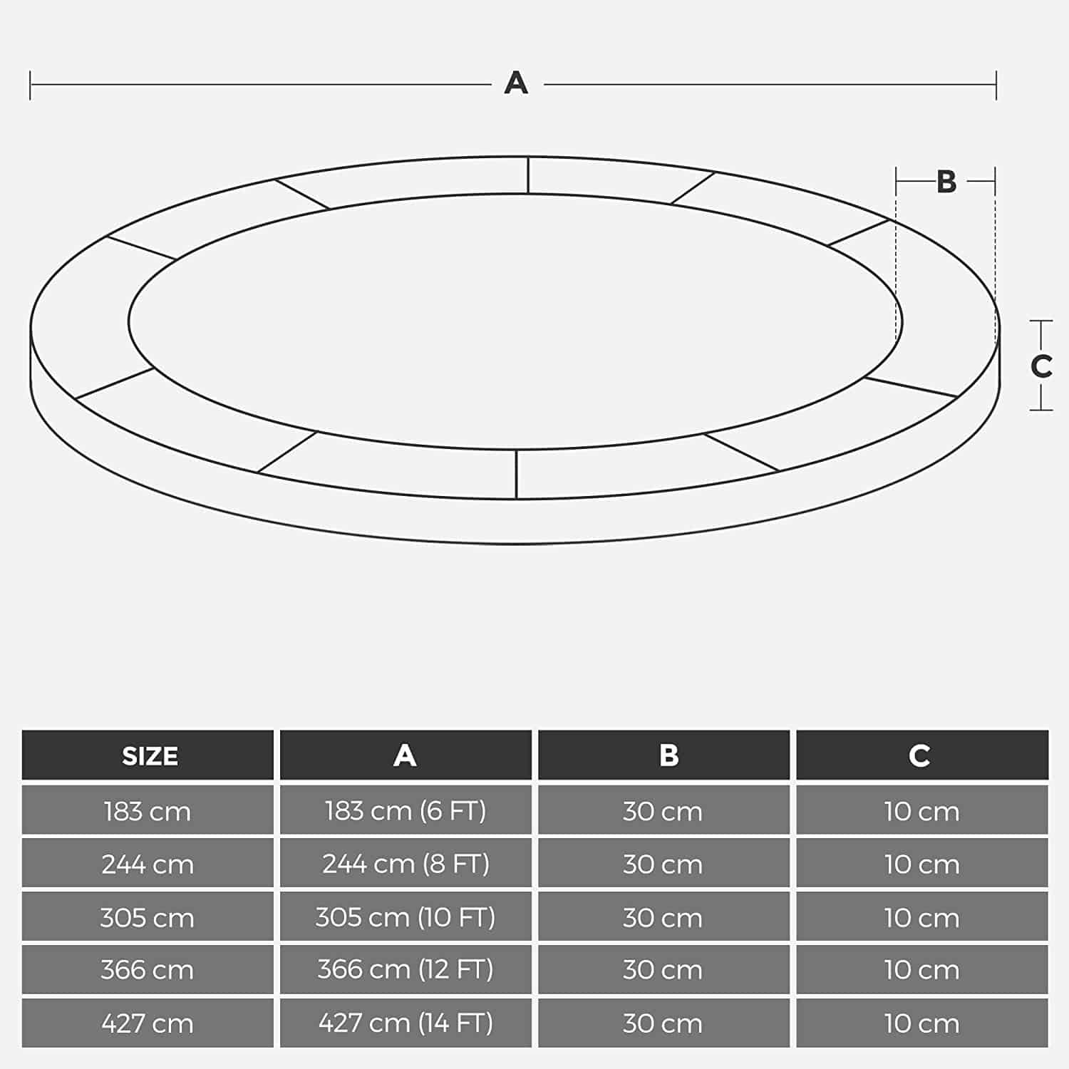 Trampolin-Sicherheitsnetz und Randabdeckung Ø 366 cm-B34STN012Q01 Trampolin-Sicherheitsnetz und Randabdeckung Ø 366 cm-B34STN012Q01