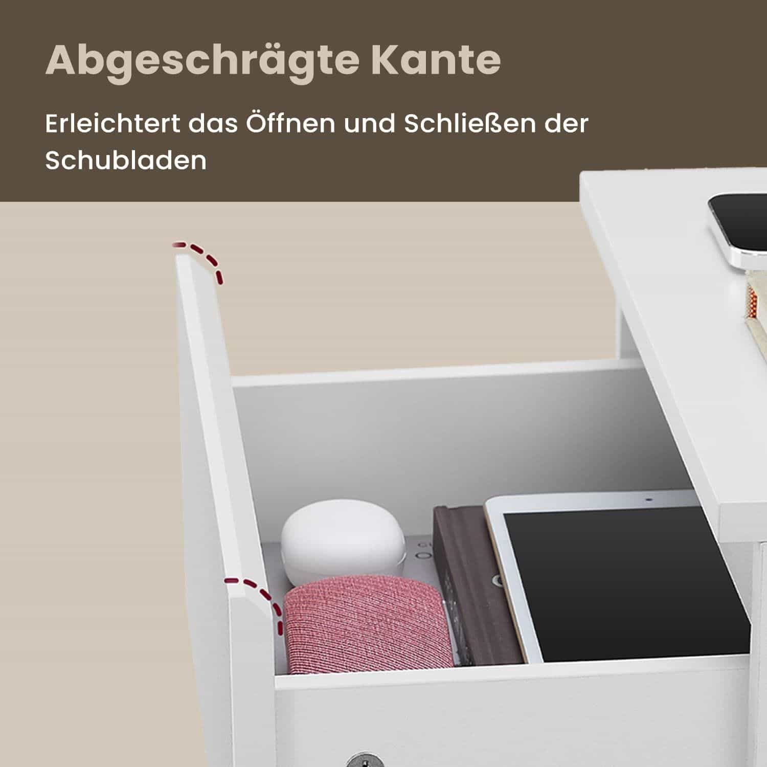 Beistelltisch 2 AC-Steckdosen Schlafzimmer wolkenweiß Beistelltisch 2 AC-Steckdosen Schlafzimmer wolkenweiß