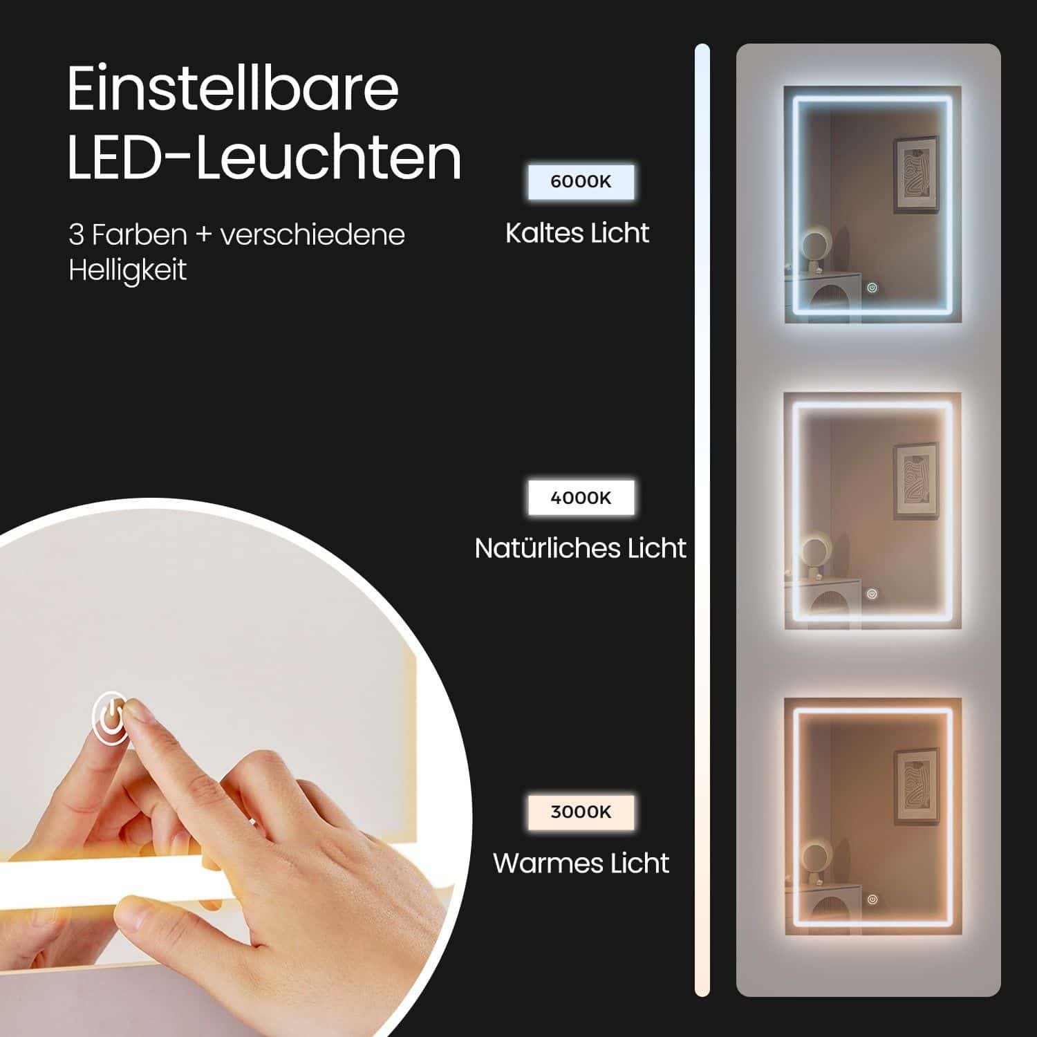 Frisiertisch mit Hocker, Schminktisch mit Spiegel, LED-Licht Frisiertisch mit Hocker, Schminktisch mit Spiegel, LED-Licht