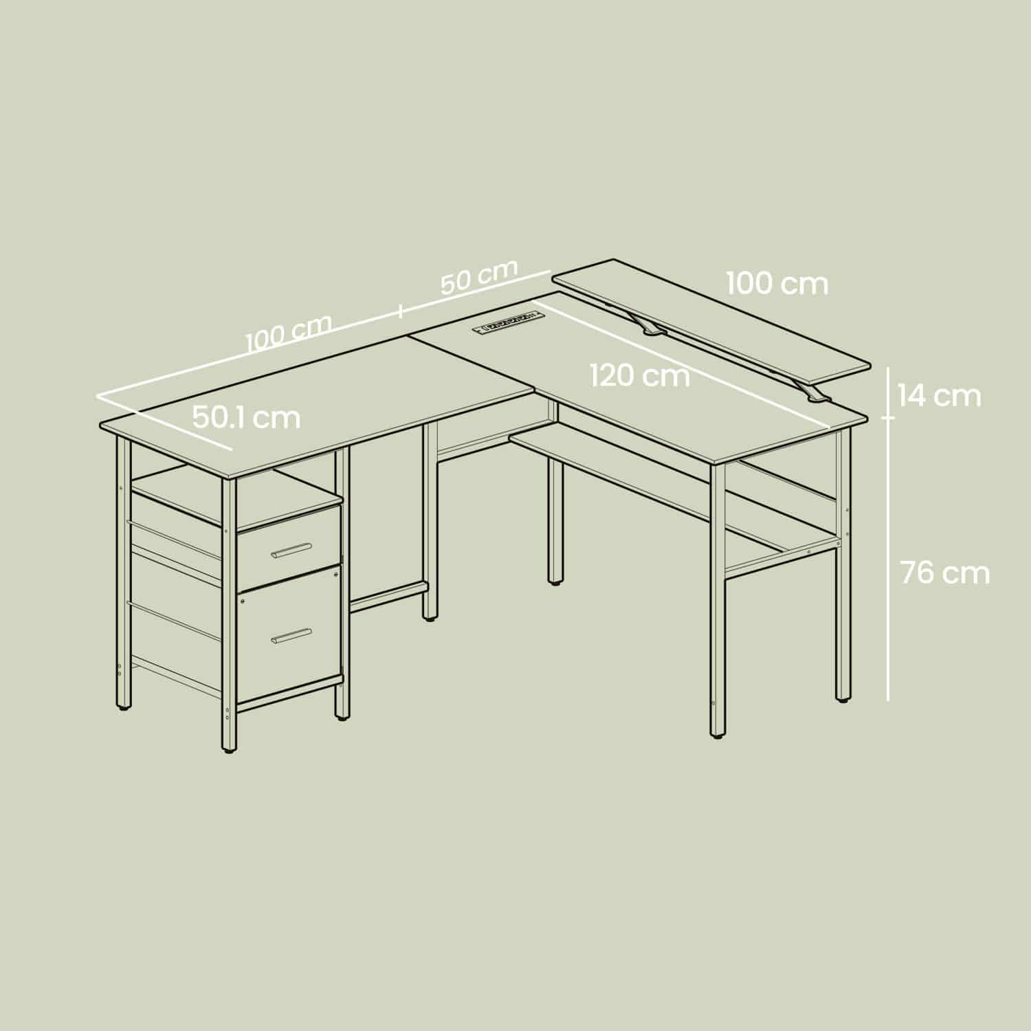 Schreibtisch in L-Form, Tisch mit Steckdosen, Eckschreibtisch Schreibtisch in L-Form, Tisch mit Steckdosen, Eckschreibtisch
