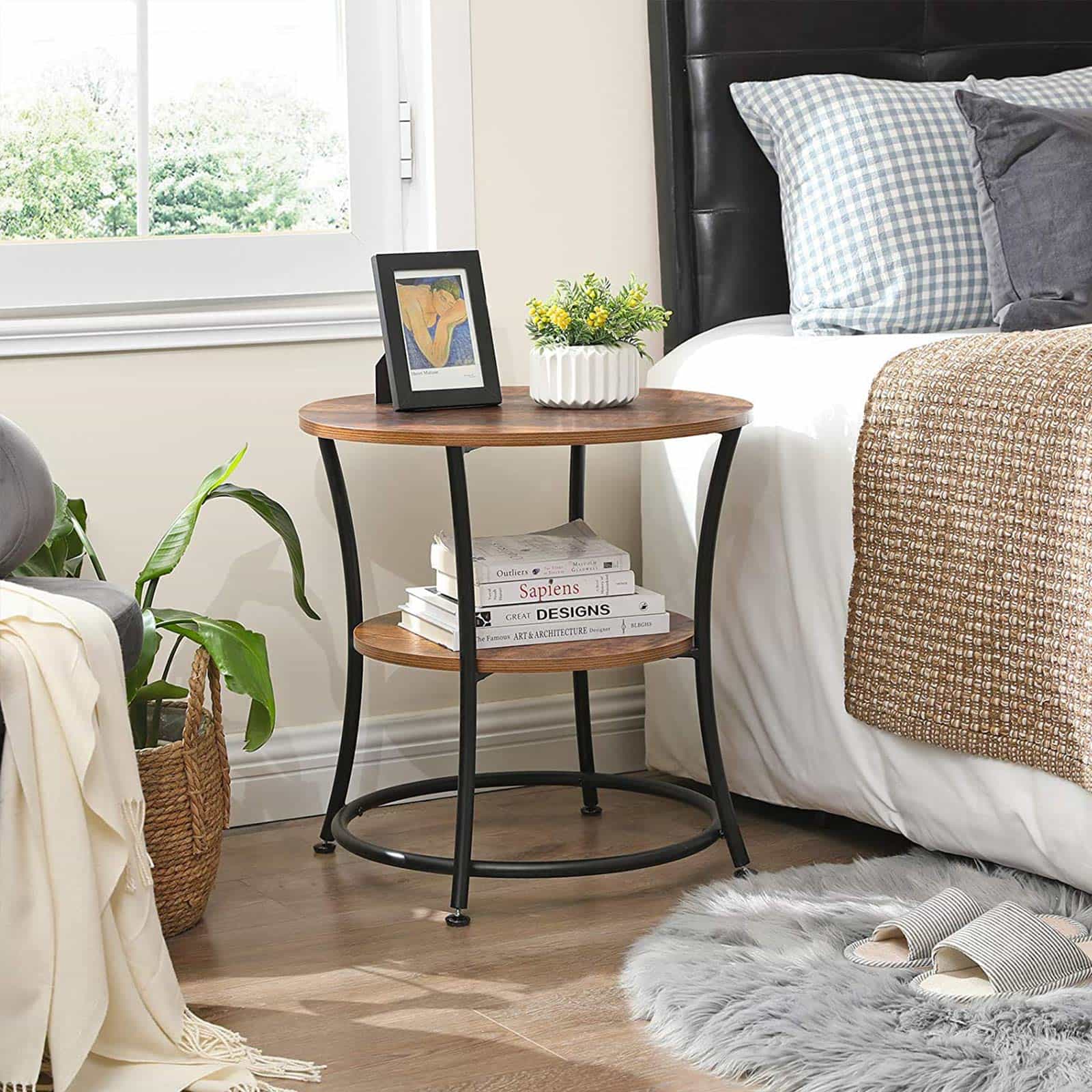 Beistelltisch-mit-2-Ablagen-LET56BX-5 Beistelltisch mit 2 Ablagen