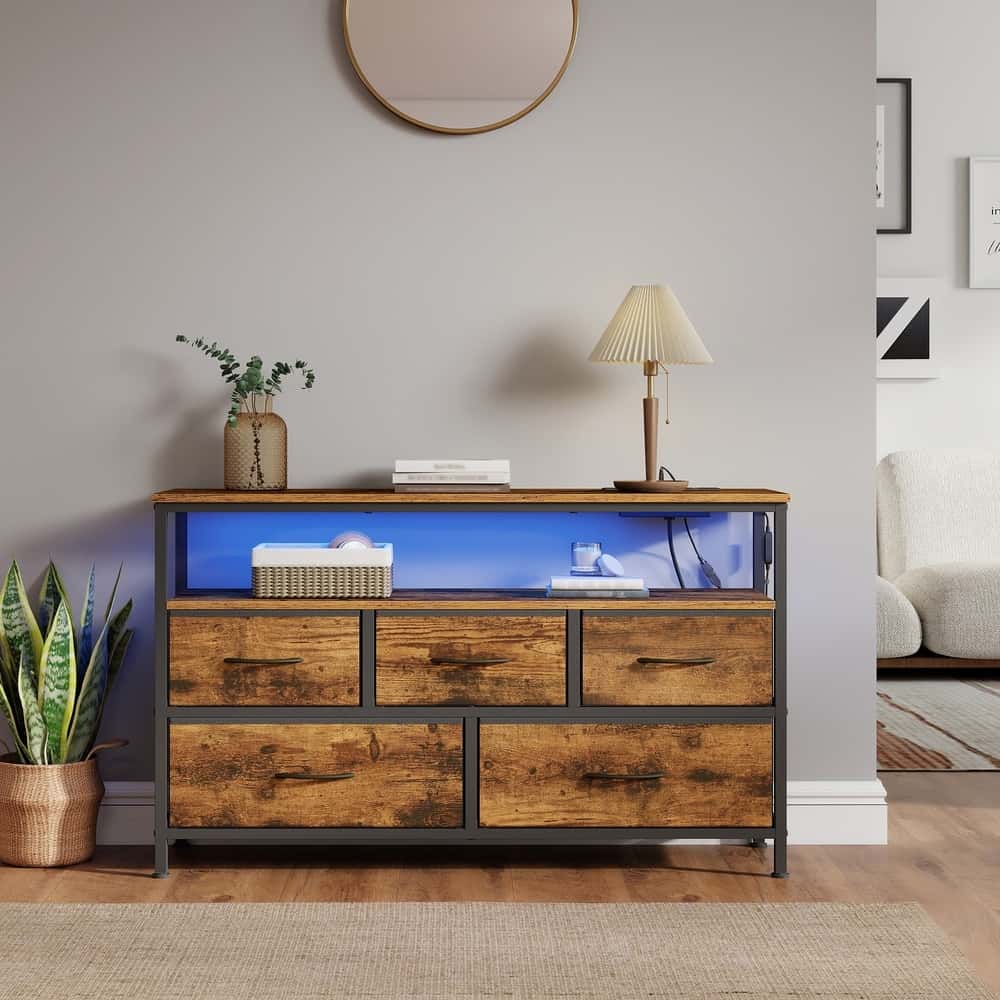 Kommode mit LED-Beleuchtung, Sideboard, Schubladenschrank für Wohnzimmer Kommode mit LED-Beleuchtung, Sideboard, Schubladenschrank für Wohnzimmer