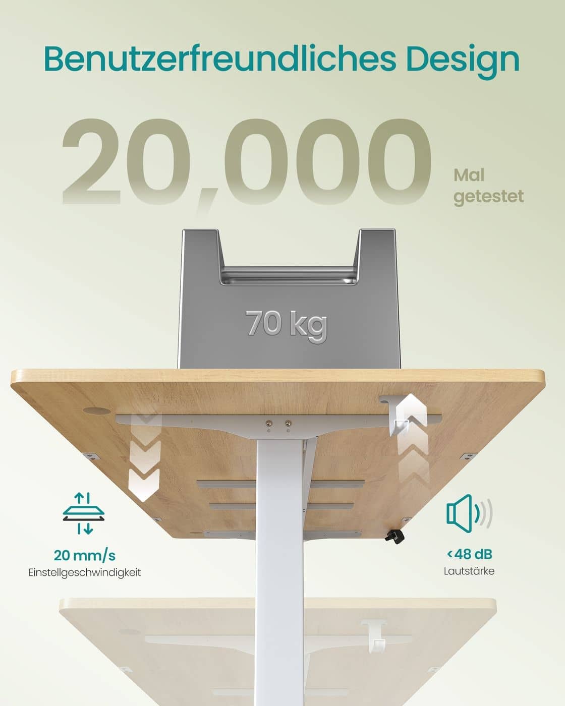Höhenverstellbarer Schreibtisch elektrisch 80 x 180 x (72-120) cm