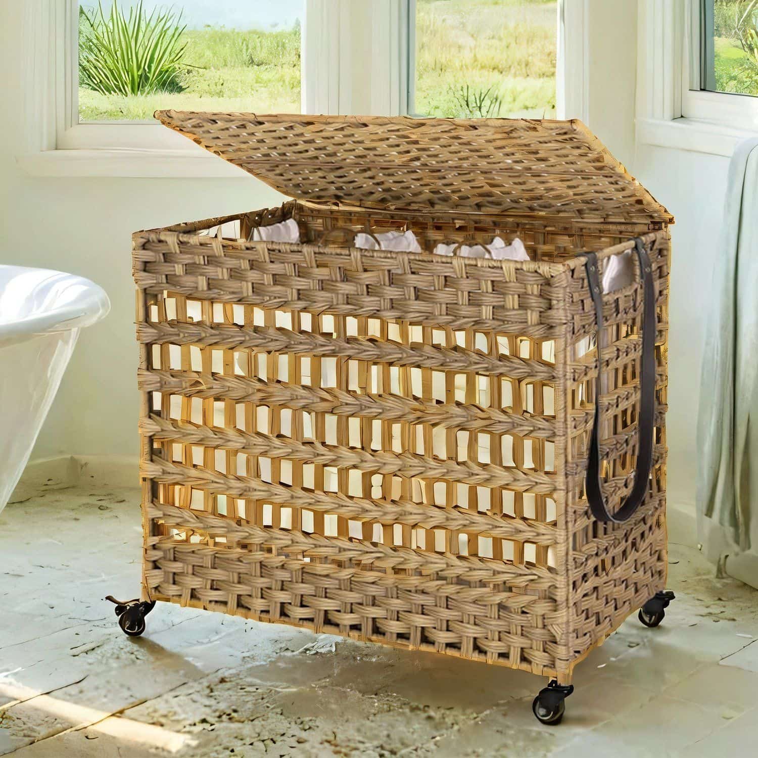 Wäschekorb handgeflochten naturfarben