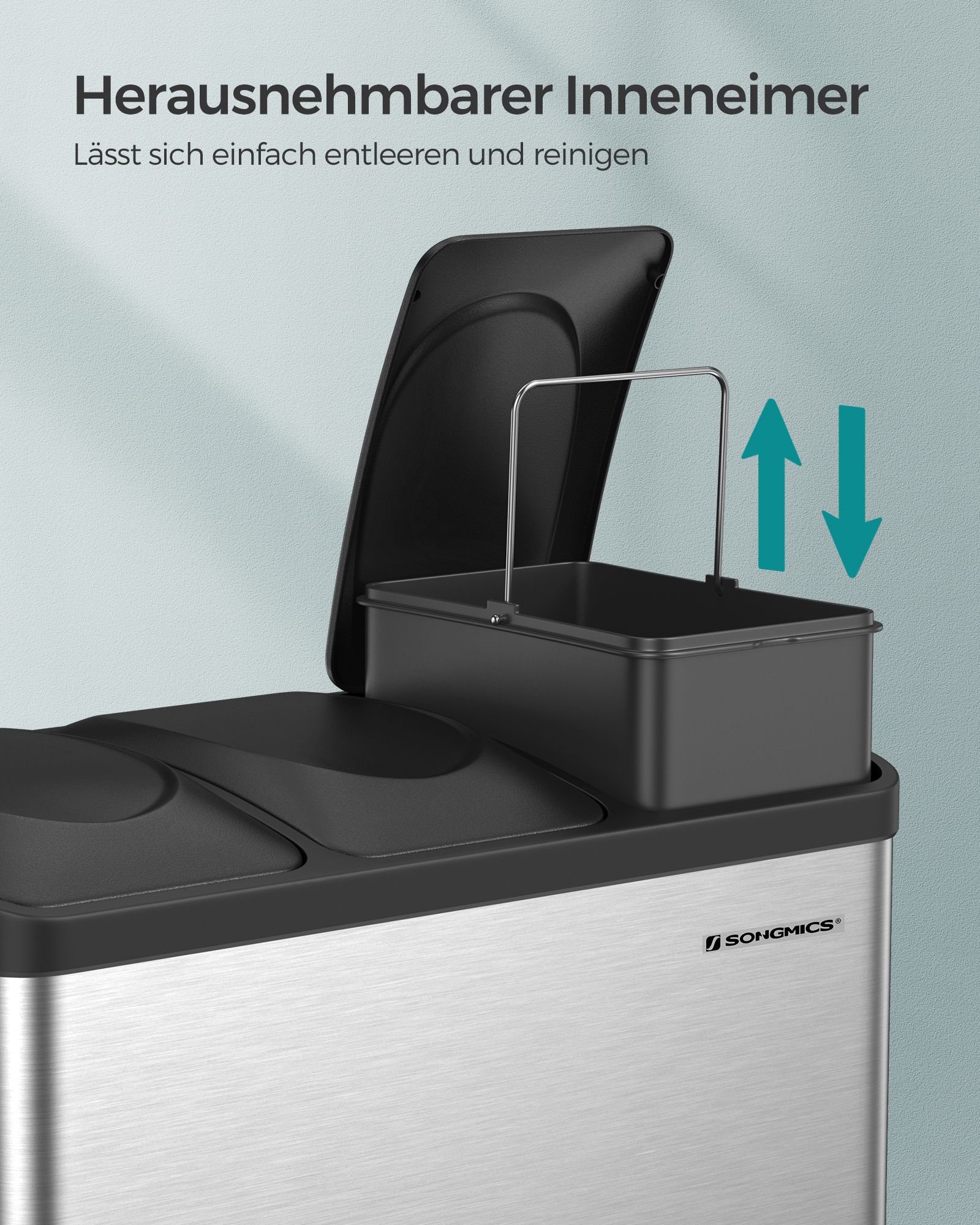 Großer Mülltrenner 45 Liter (3 x 15 L)-B34LTB45L Großer Mülltrenner 45 Liter (3 x 15 L)-B34LTB45L