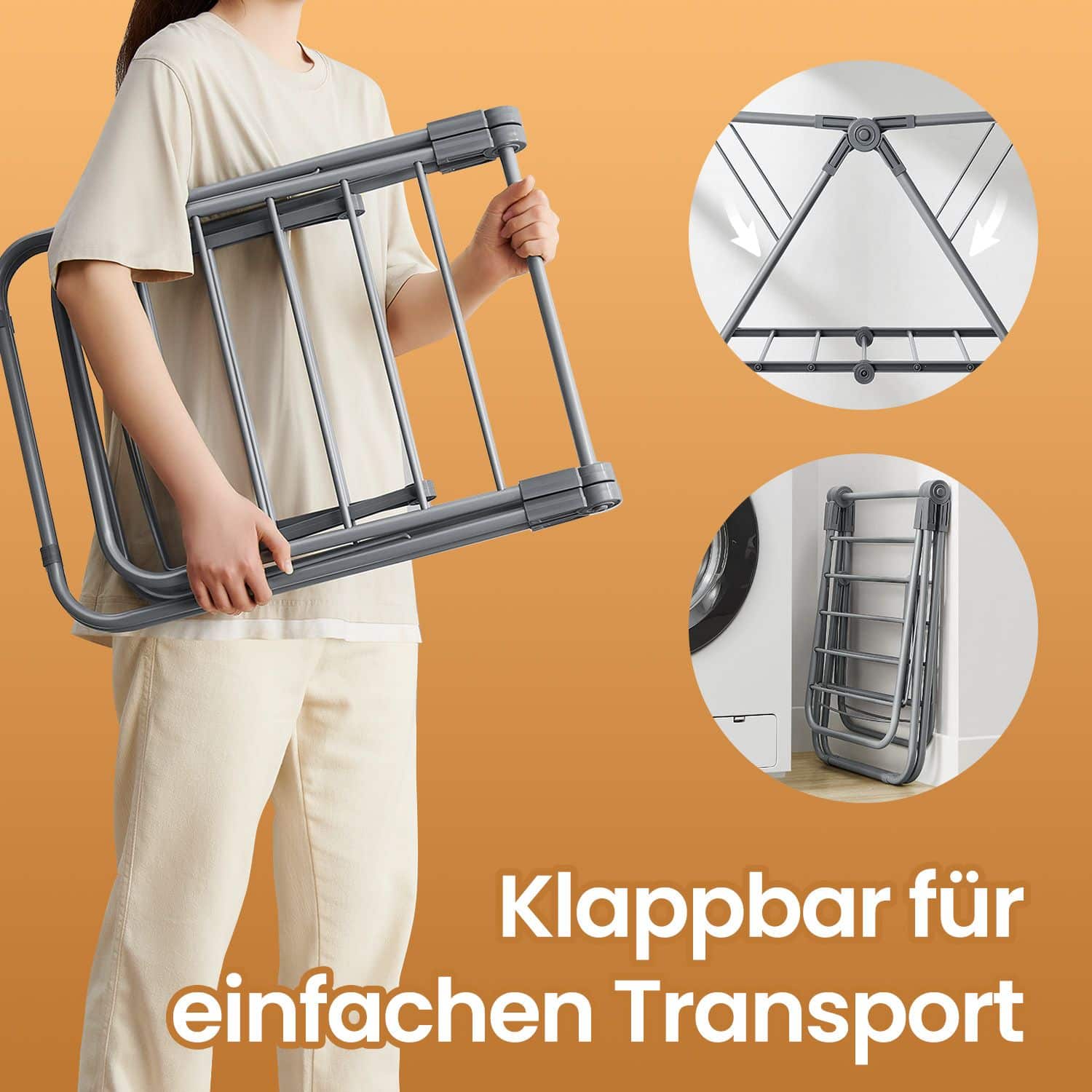 Wäscheständer klein, Standtrockner mit 2 Flügeln, faltbarer Wäscheständer klein, Standtrockner mit 2 Flügeln, faltbarer
