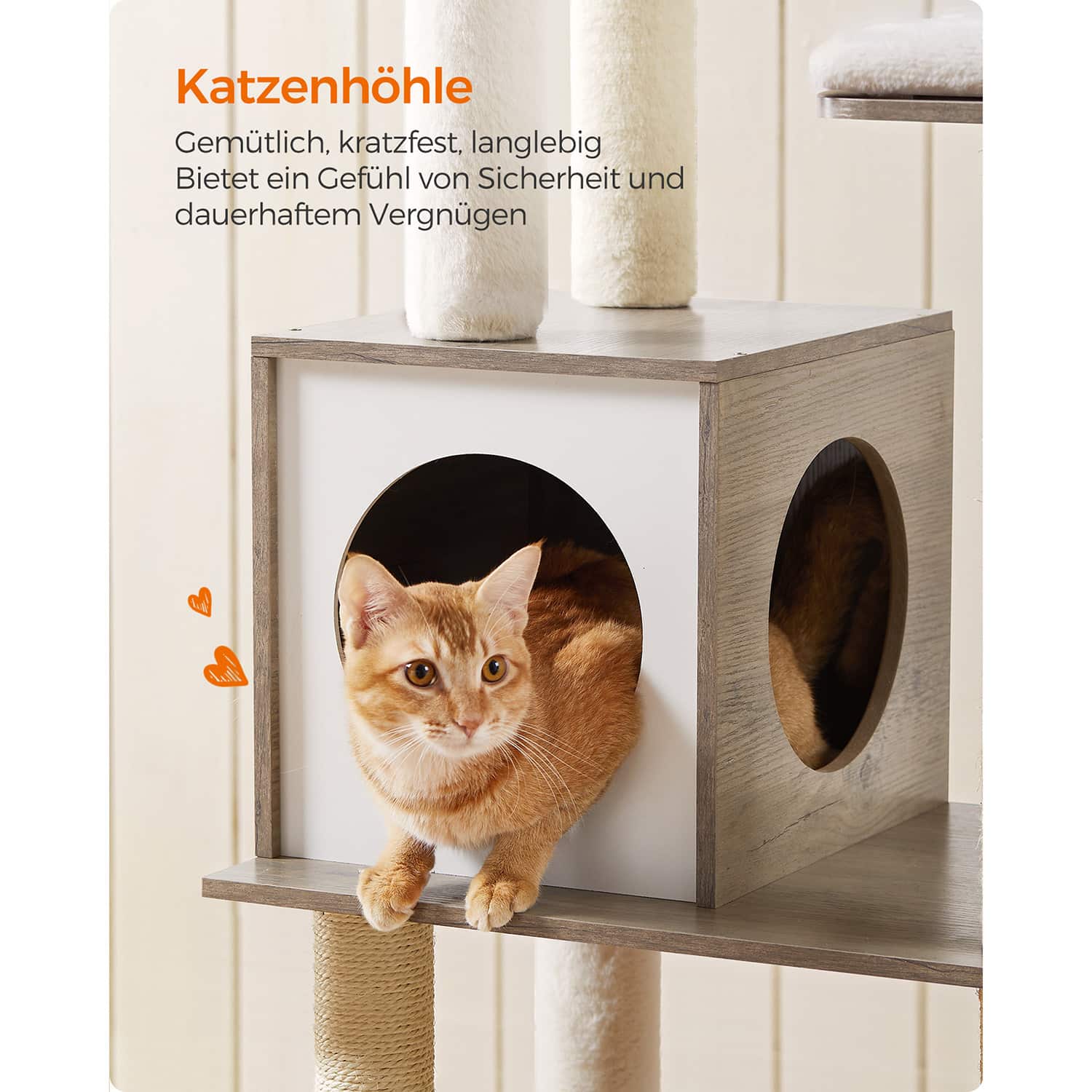 Kratzbaum mit abnehmbaren Kissen greige-PCT166G01 Kratzbaum mit abnehmbaren Kissen greige-PCT166G01