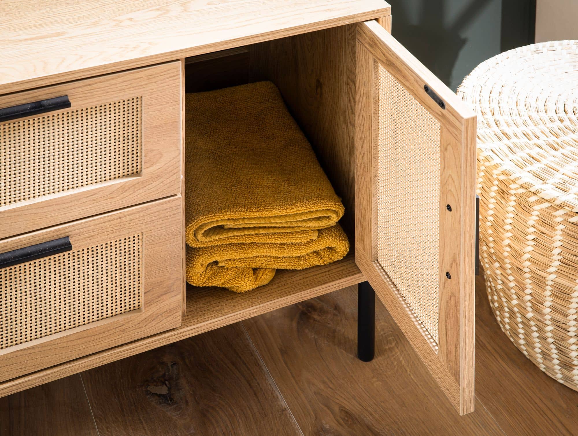 Waschbeckenunterschrank Eiche-Optik 60x60x40 cm mit Tür und Schubladen Waschbeckenunterschrank Eiche-Optik 60x60x40 cm mit Tür und Schubladen