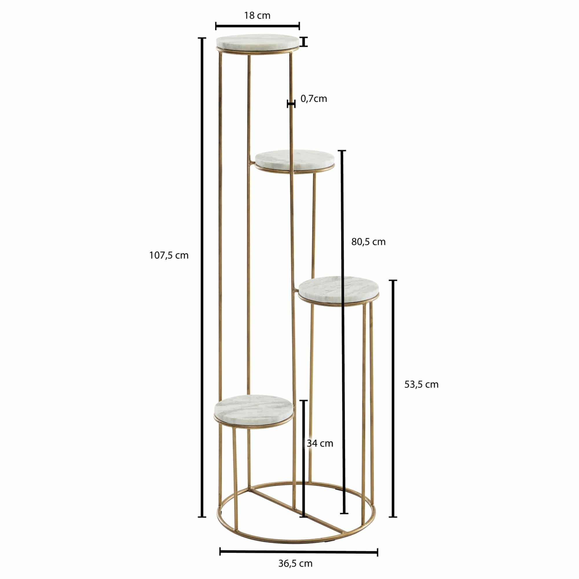 74505-Wohnling-Regal-40x40x110-cm-Gold-WL6-678-1 Blumenständer Echter Marmor Weiß 36,5x107,5x36,5 cm Pflanzenständer Stehend Gold