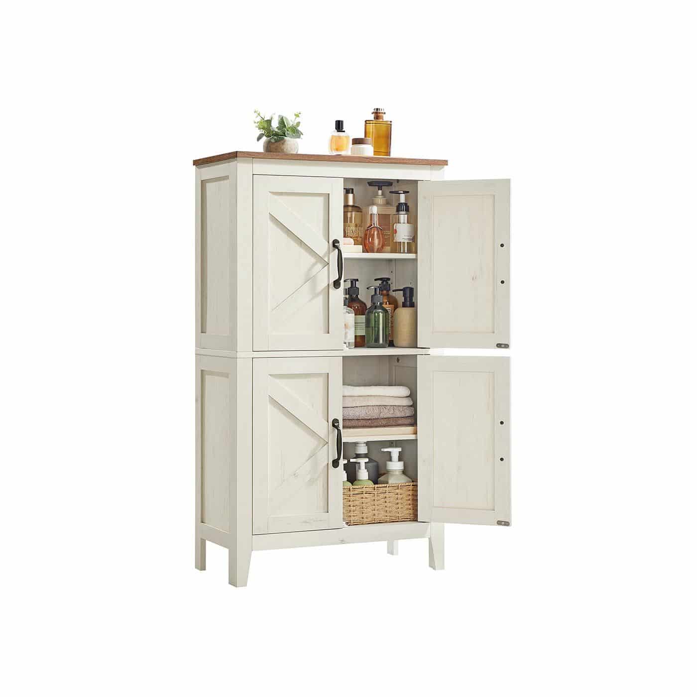 Badezimmerschrank mit Schubladen und verstellbaren Ablagen im Landhausstil Badezimmerschrank mit Schubladen und verstellbaren Ablagen im Landhausstil