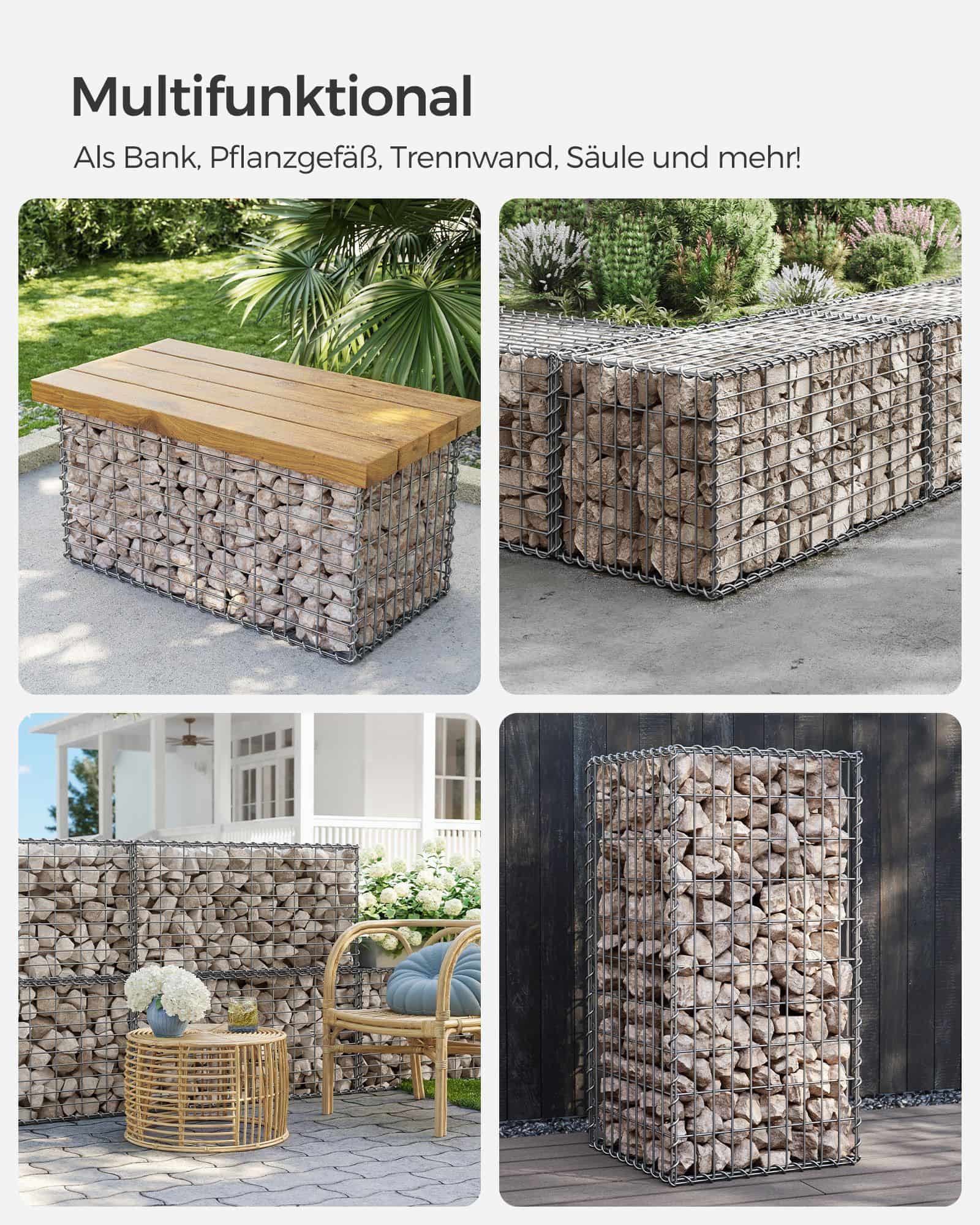 Gabionenkörbe 100 x 30 x 30 cm 4er Set silber-B34GGB455V1