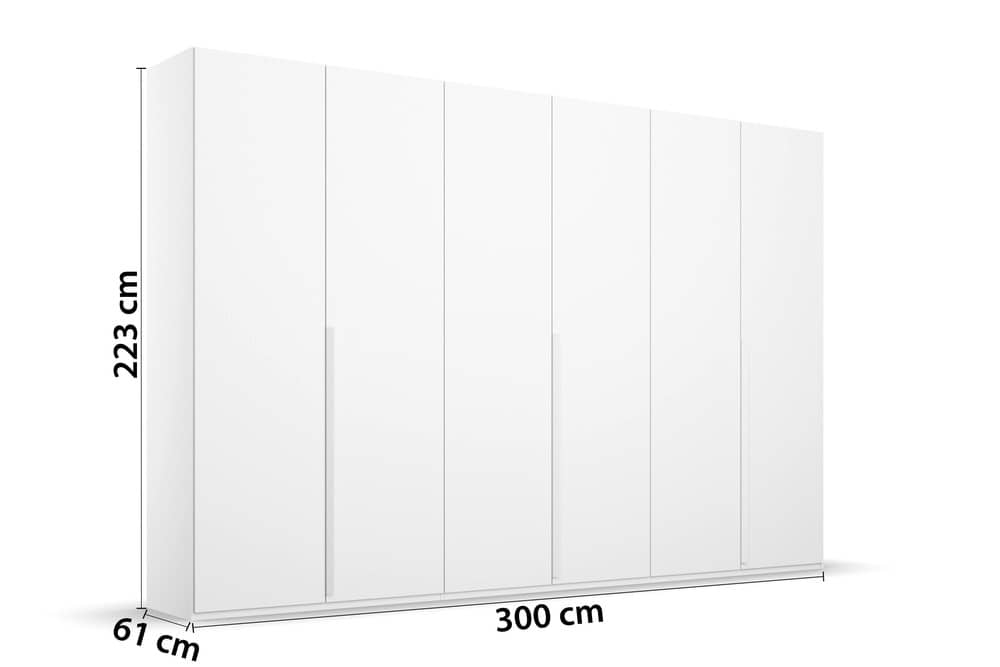 6-türiger Kleiderschrank Purisma von Rauch – Drehtürschrank in Alpinweiß, Graphit oder Seidengrau mit Schubkasteneinsatz, Innenspiegel und Krawattenhalter