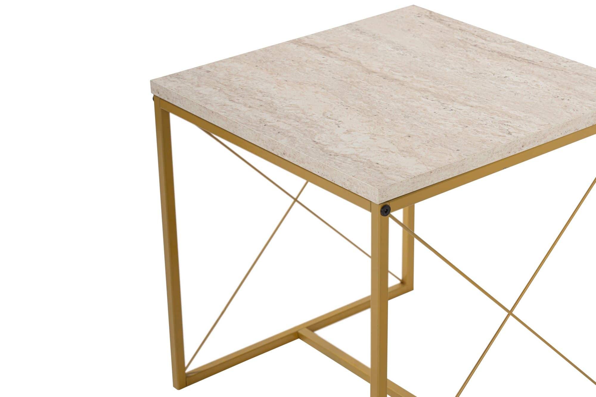 Defne - Gold, Travertine - Couchtisch Set