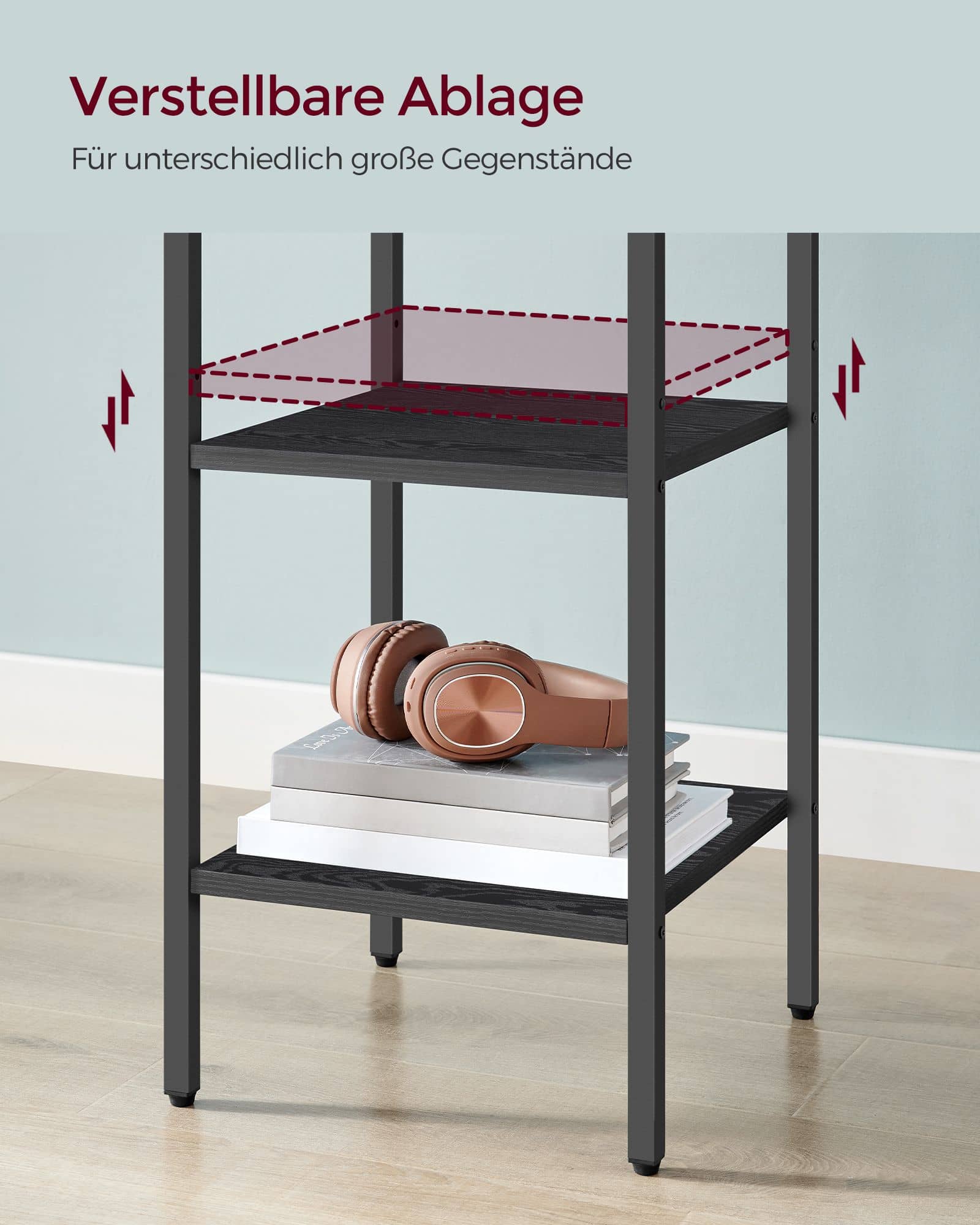 Nachttisch mit einer Schublade und 2 offenen Fächern Nachttisch mit einer Schublade und 2 offenen Fächern