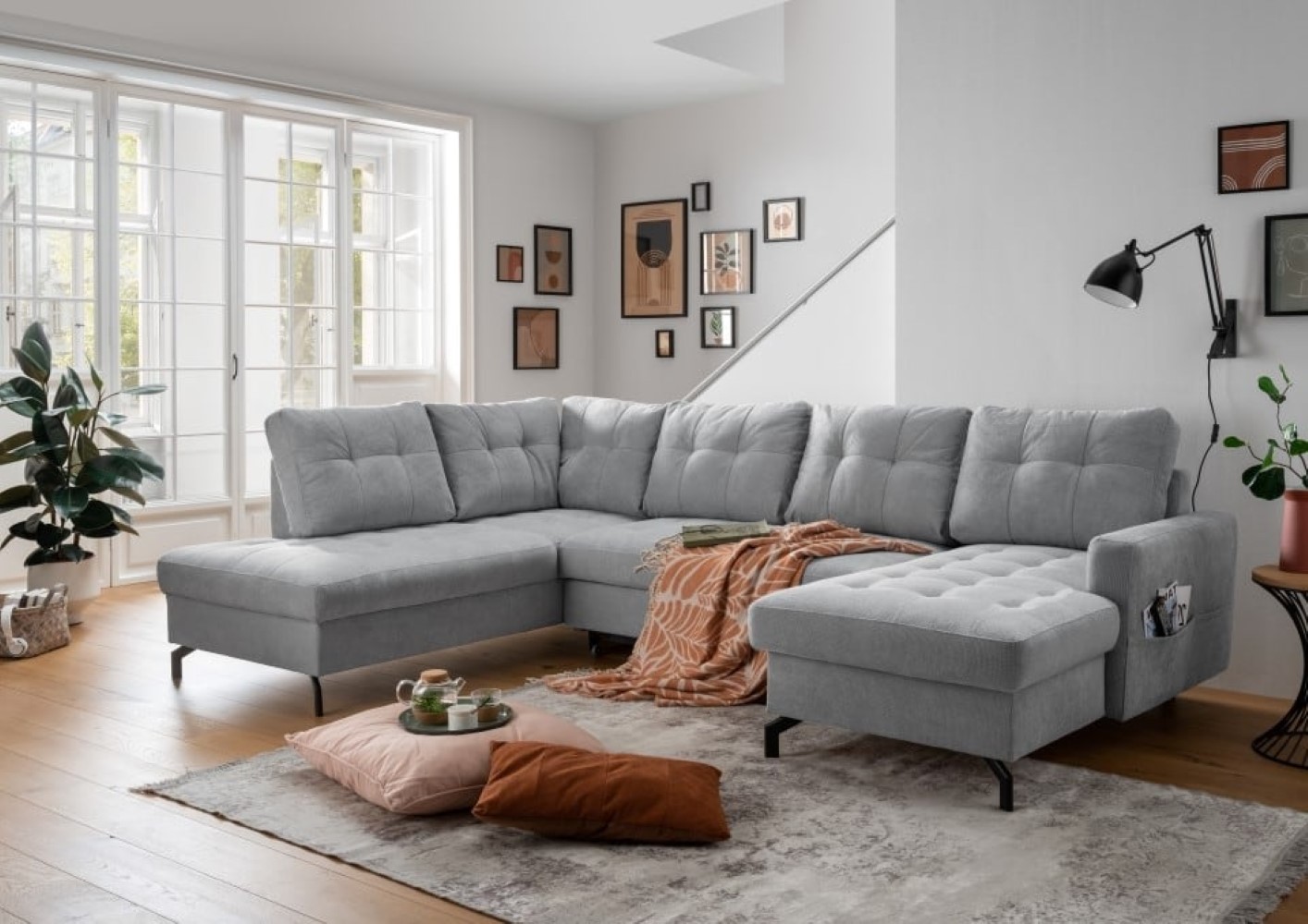 Wohnlandschaft mit Schlaffunktion Trevisio: Luxuriöse Komfortlösung inkl Bettkasten, in verschiedenen Farben wählbar Wohnlandschaft mit Schlaffunktion Trevisio: Luxuriöse Komfortlösung inkl Bettkasten, in verschiedenen Farben wählbar