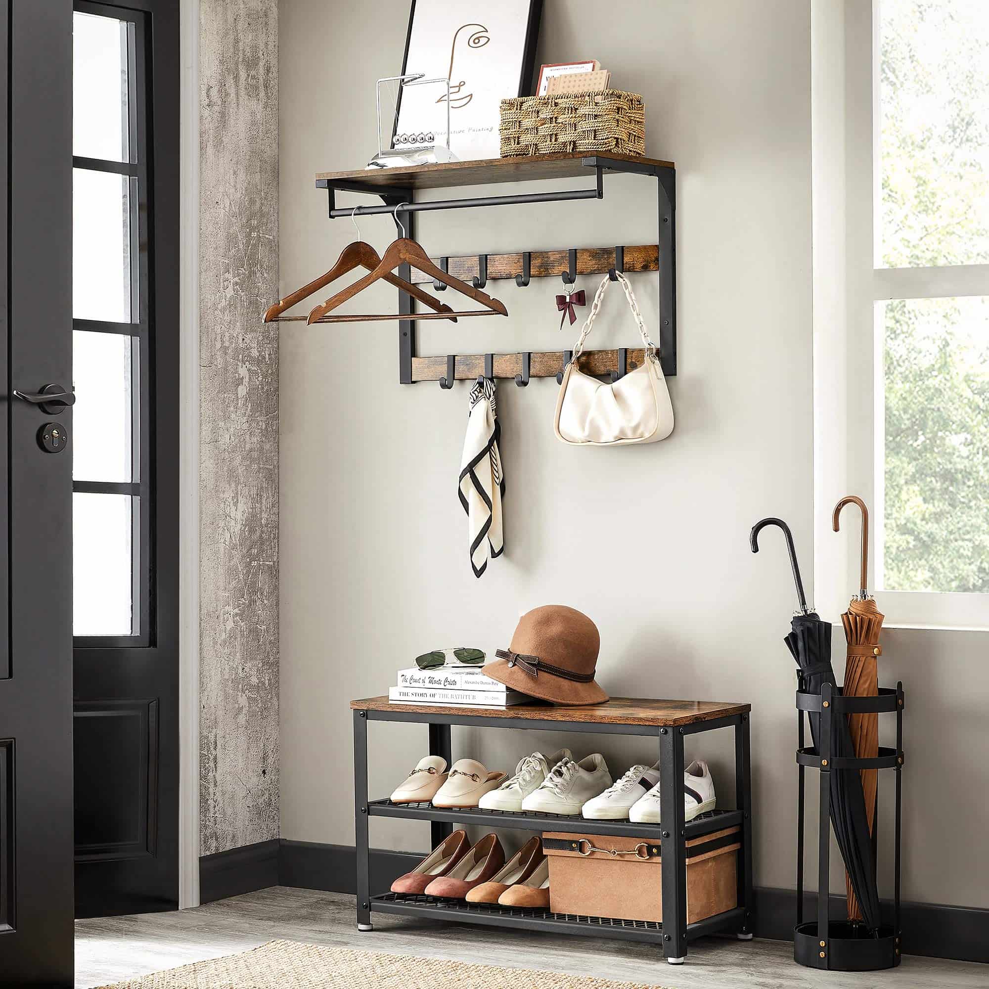 Wandgarderobe mit Ablage Industriestil-B34LCR101B01 Wandgarderobe mit Ablage Industriestil-B34LCR101B01