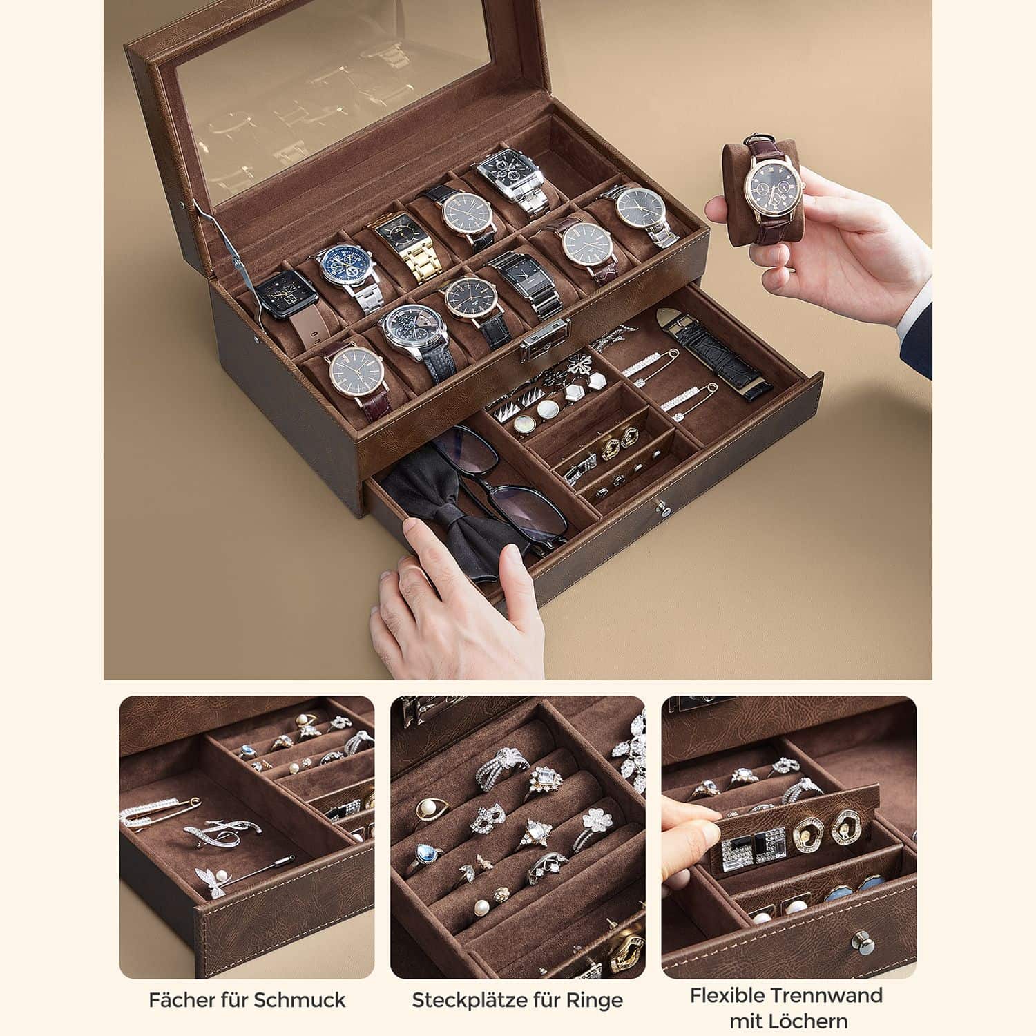 Uhrenbox mit Schublade-JWB012K01 Uhrenbox mit Schublade-JWB012K01