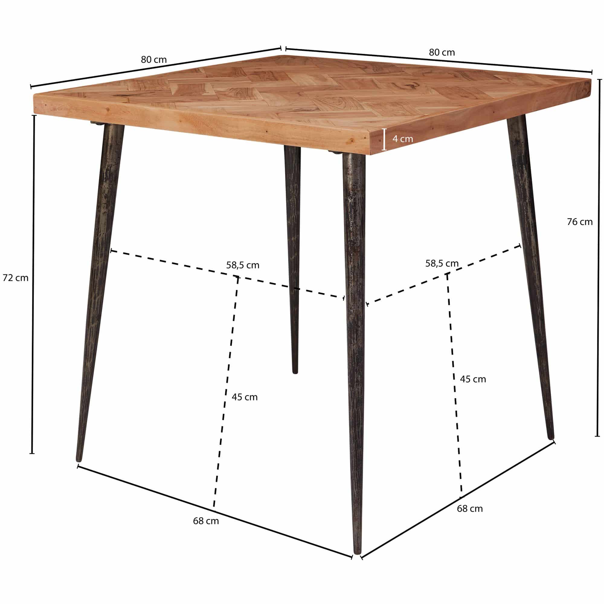 47324-WOHNLING-Esszimmertisch-LODI-80x80x77-cm-Ak_3 Esszimmertisch 80x76x80 cm Massivholz Akazie / Metall Industrial