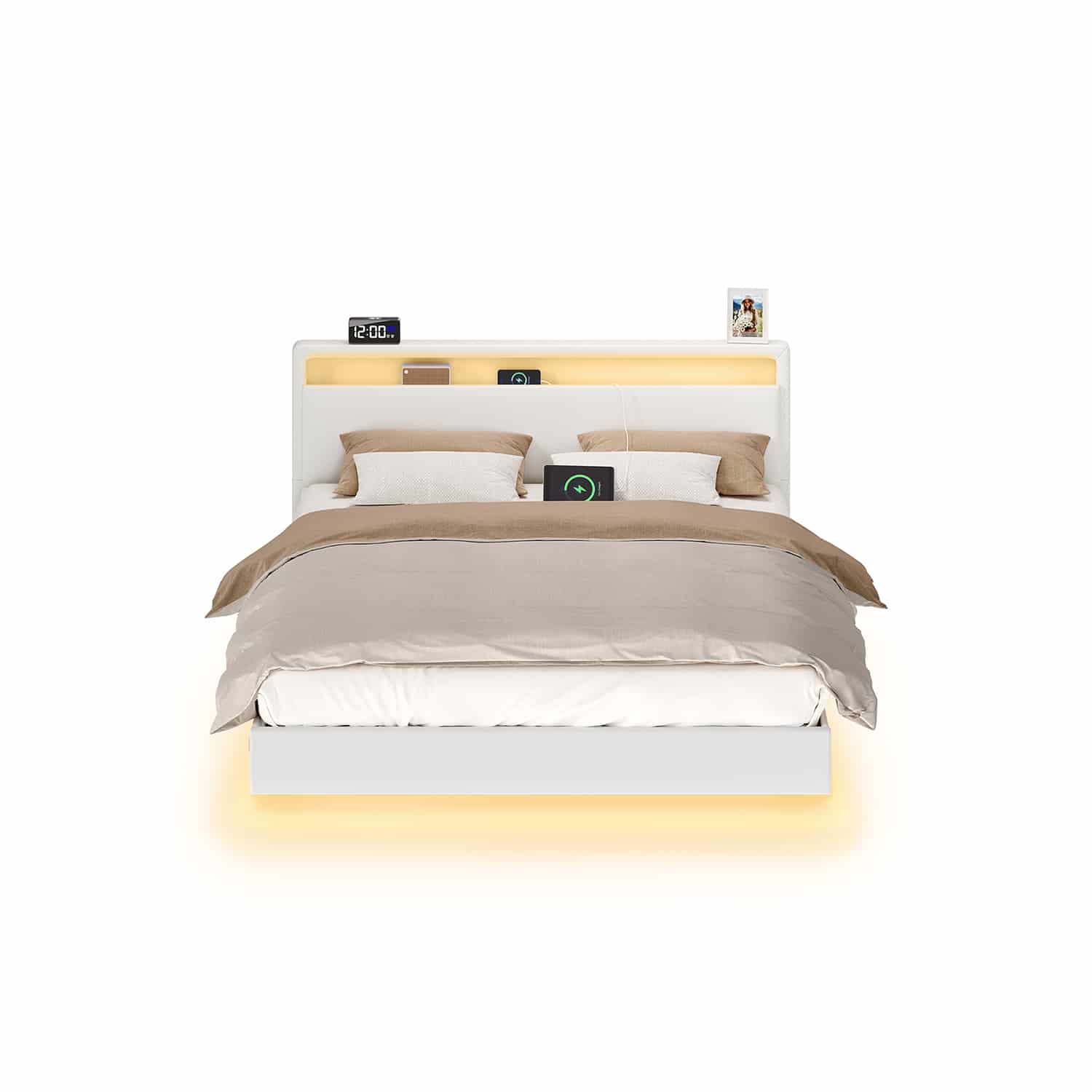 Bettgestell mit LED-Beleuchtung und Ladestation 160 x 200 cm