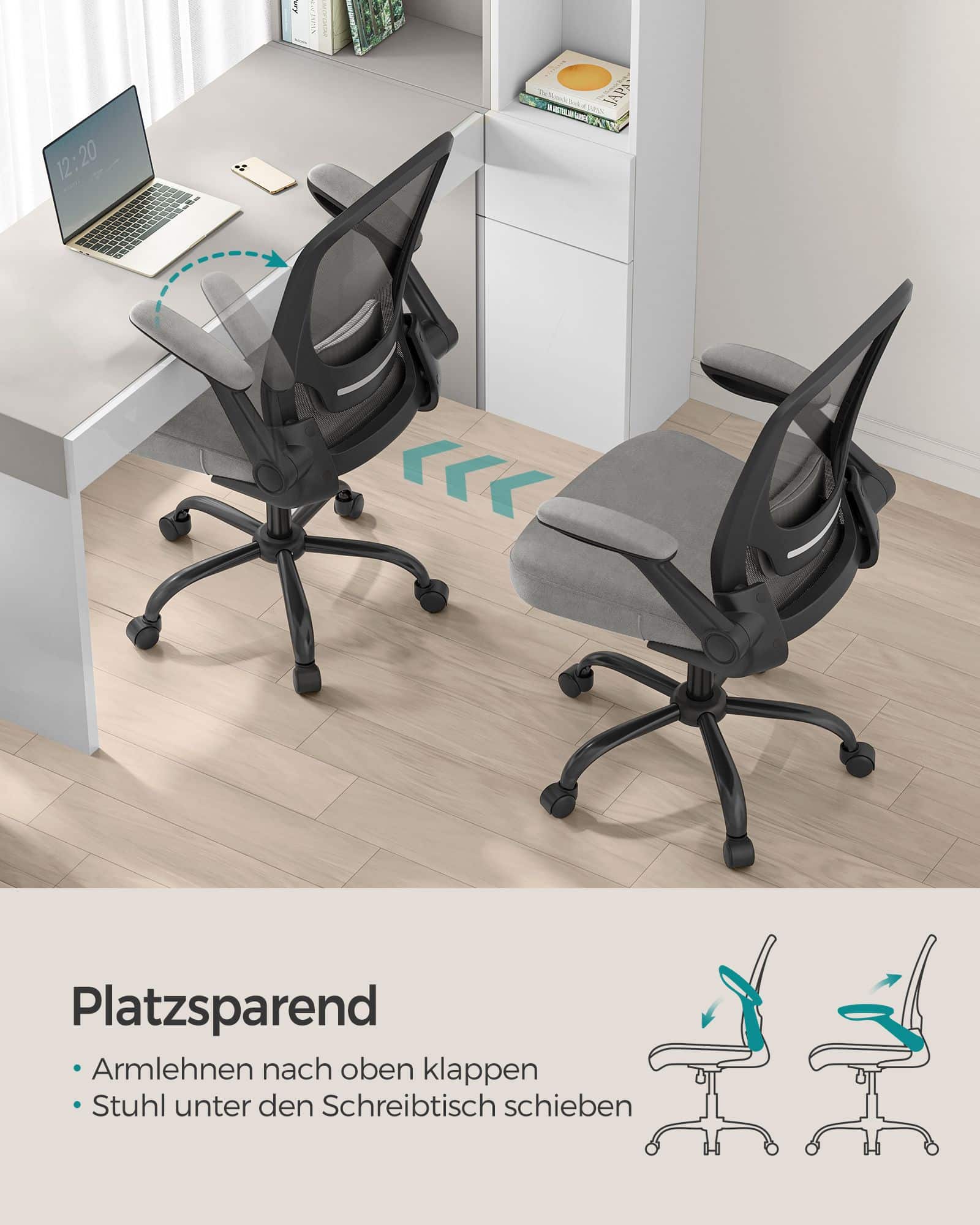 Bürostuhl ergonomisch Wippfunktion Armlehnen taubengrau Bürostuhl ergonomisch Wippfunktion Armlehnen taubengrau