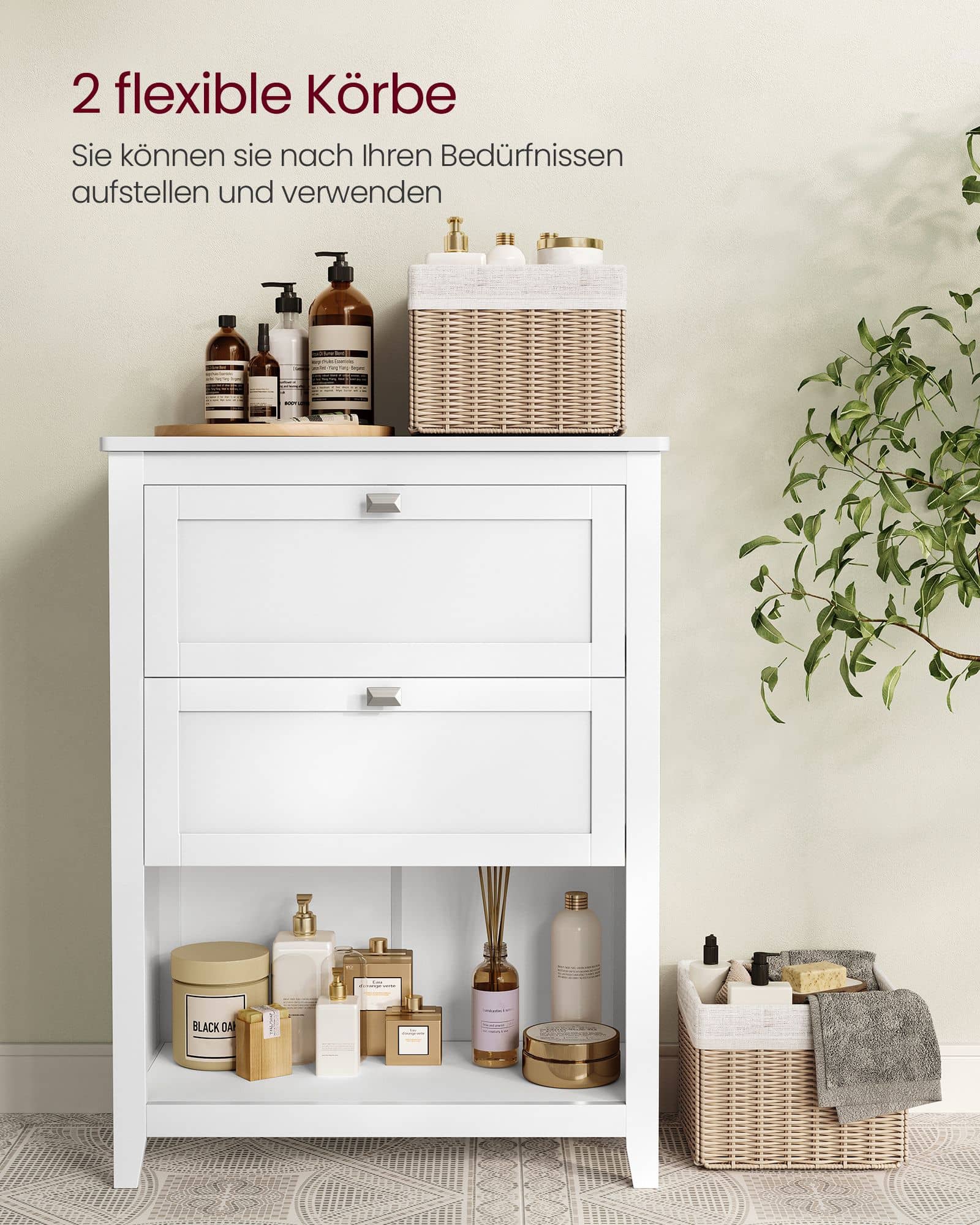 Badezimmermöbel mit verstellbaren Trennwänden wolkenweiß Badezimmermöbel mit verstellbaren Trennwänden wolkenweiß