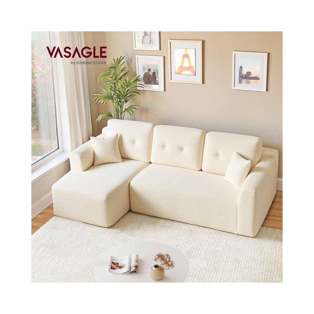 Modulares Ecksofa 244 cm mit Chaiselongue cremeweiß Modulares Ecksofa 244 cm mit Chaiselongue cremeweiß