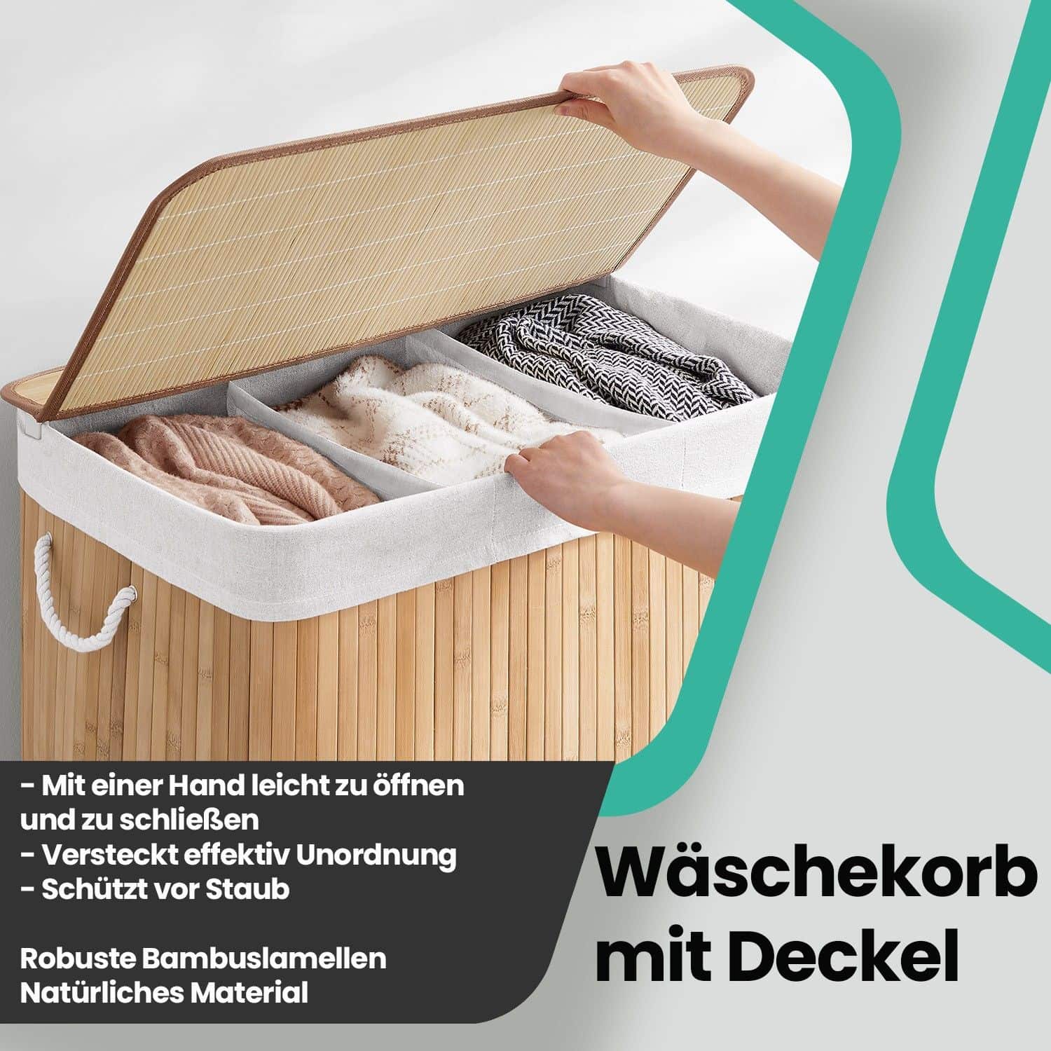Wäschekorb, Wäschesammler 150 L, 3 Fächer Wäschekorb, Wäschesammler 150 L, 3 Fächer