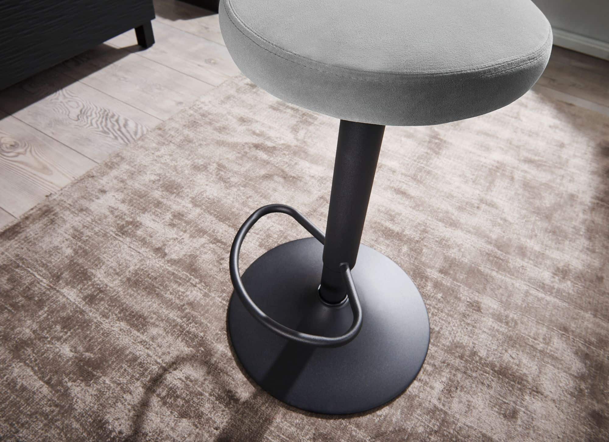 56601-WOHNLING-Barhocker-Samt-dunkelgrau-Hocker-ohne-Lehne-Kuechenhocker-Stoff-Metall-100kg-Design-Barstuhl-Tresenhocker-drehbar-Bistrohocker-WL6-200-WL6-200_5 Barhocker Samt Dunkelgrau Hocker ohne Lehne 58 - 79 cm