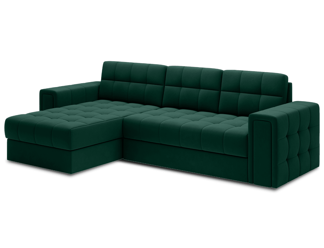 Ecksofa Blenvi Dunkelgrün mit Schlaffunktion & Bettkasten | Luckso | Eltap | beidseitig montierbar Ecksofa Blenvi Dunkelgrün mit Schlaffunktion & Bettkasten | Luckso | Eltap | beidseitig montierbar