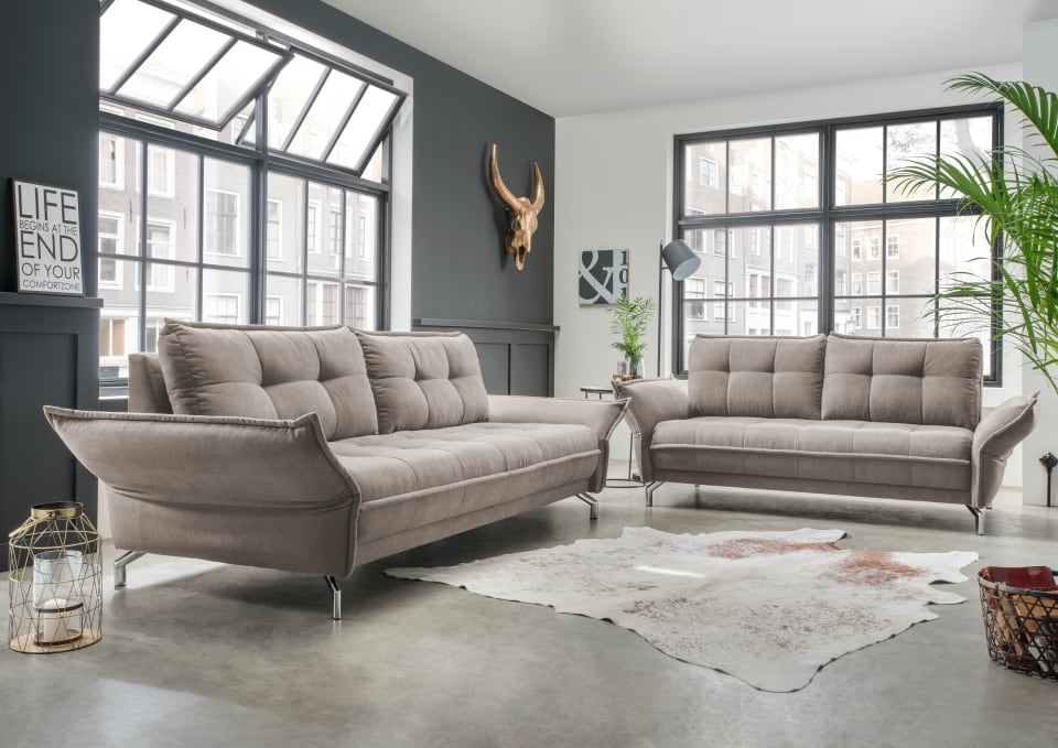 Nanini-3AF-2AF-3615-Fkt Eleganz in Hellgrau: Verstellbare Armlehnen bei Nanini Sofa Set