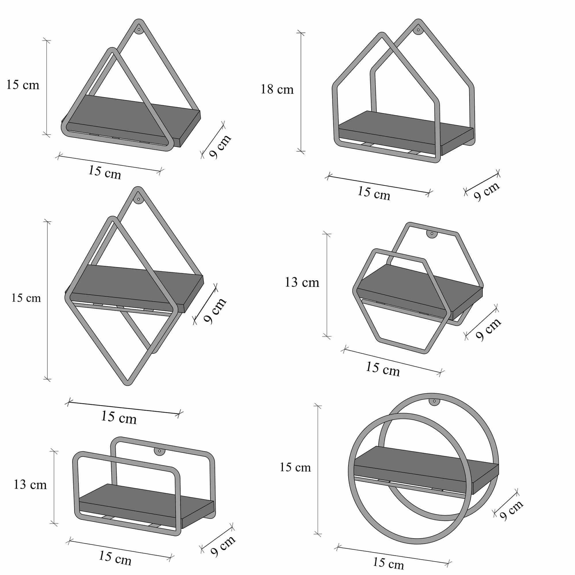 Raflar - 6er Set Wandregal