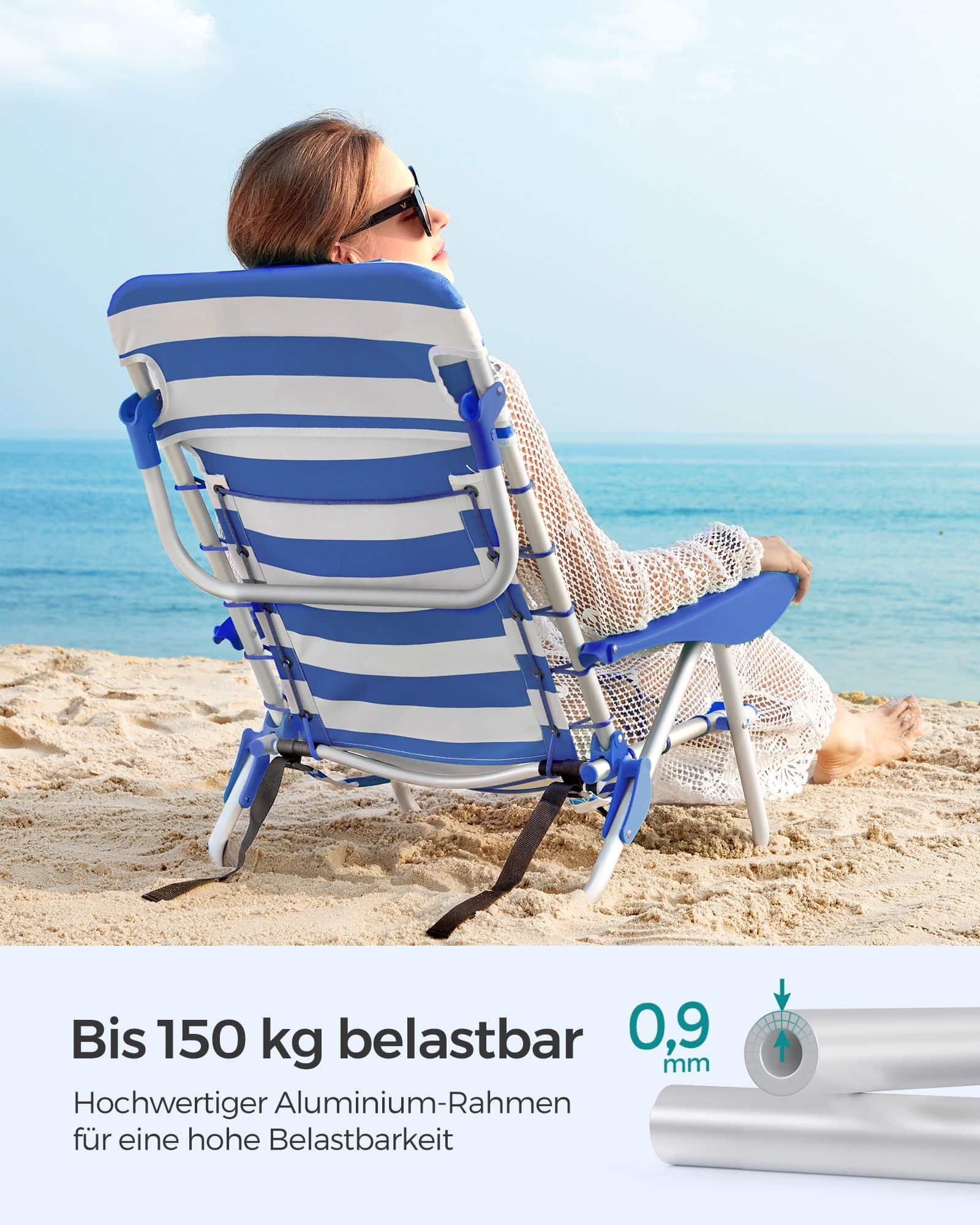 Strandstuhl mit abnehmbarer Kopfstütze 2er Set blau-weiß gestreift-GCB62BU02 Strandstuhl mit abnehmbarer Kopfstütze 2er Set blau-weiß gestreift-GCB62BU02