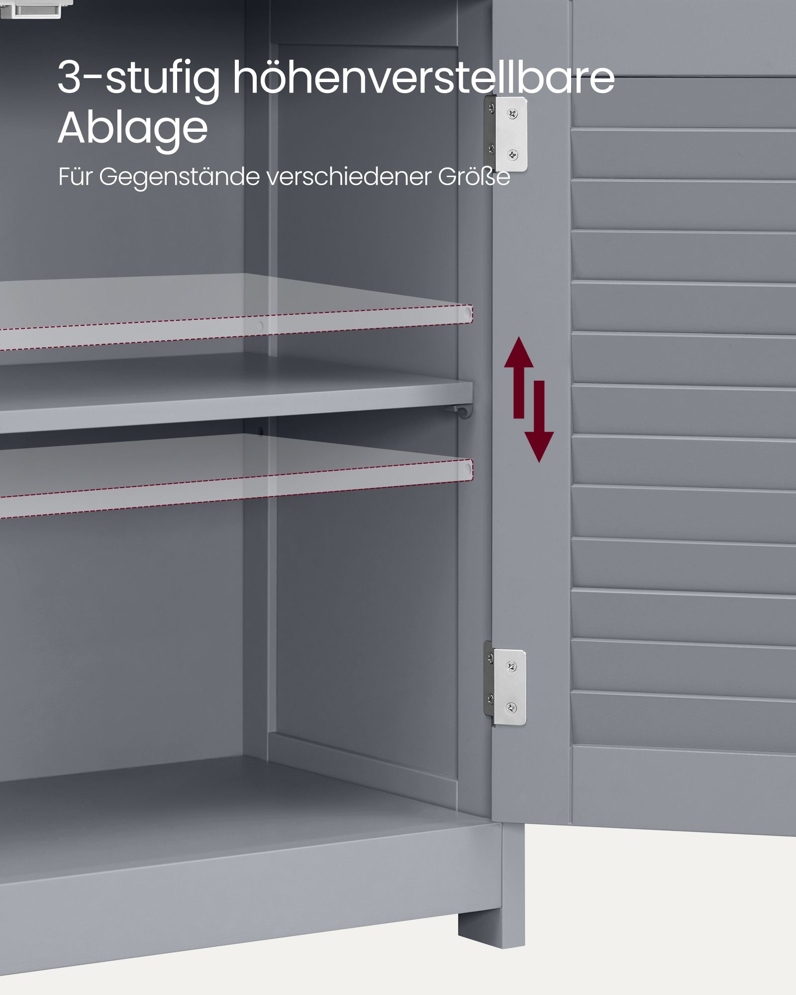 Badezimmerschrank mit offenem Fach und 2 Türen Badezimmerschrank mit offenem Fach und 2 Türen
