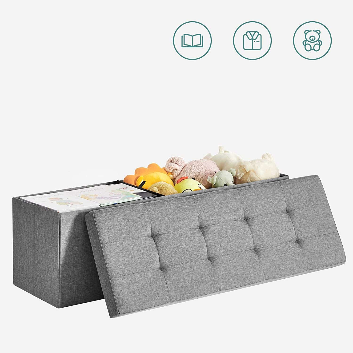 Sitzbank mit Stauraum 110 cm Hellgrau-B34LSF77G Sitzbank mit Stauraum 110 cm Hellgrau-B34LSF77G