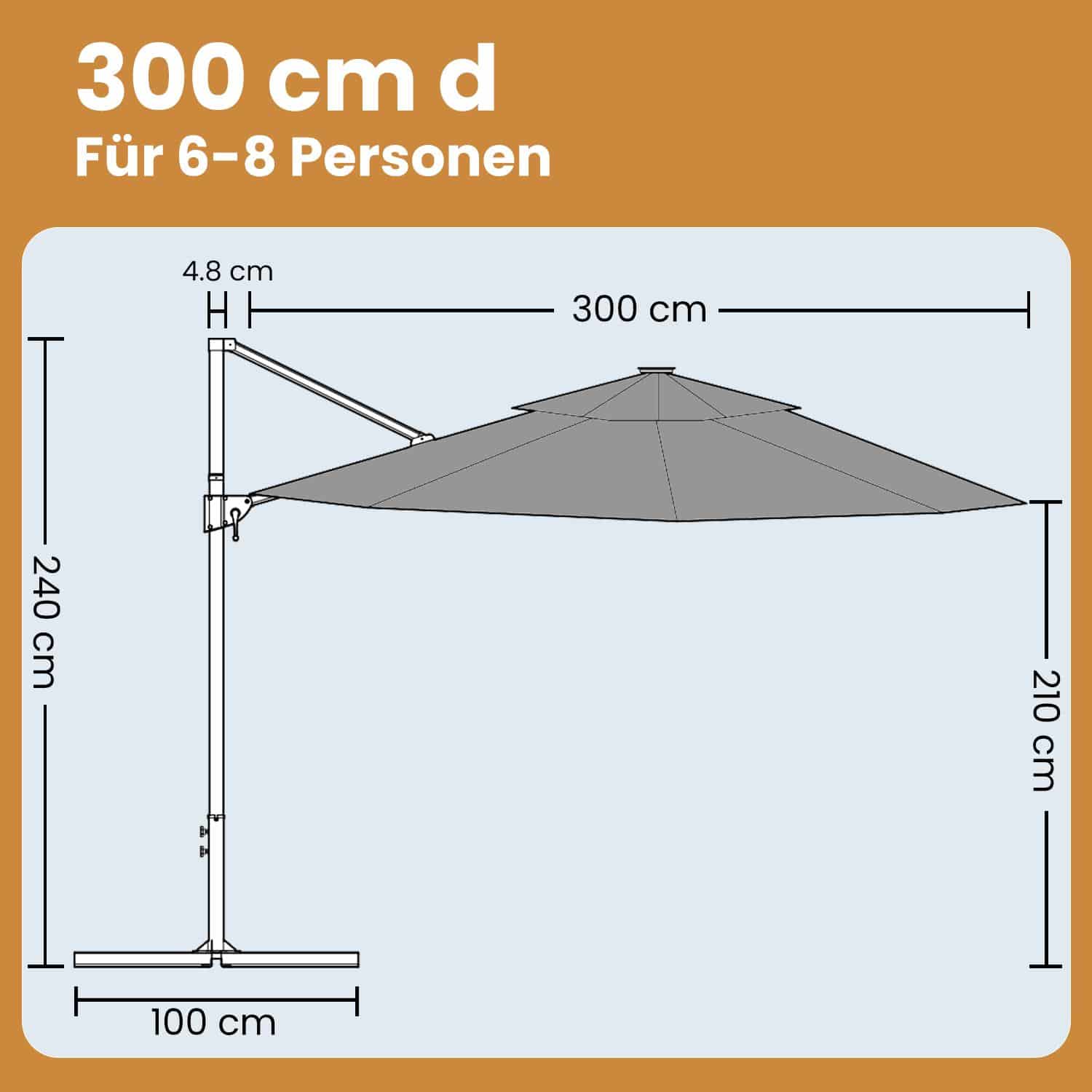 Sonnenschirm, Ampelschirm, 300 cm Sonnenschirm, Ampelschirm, 300 cm