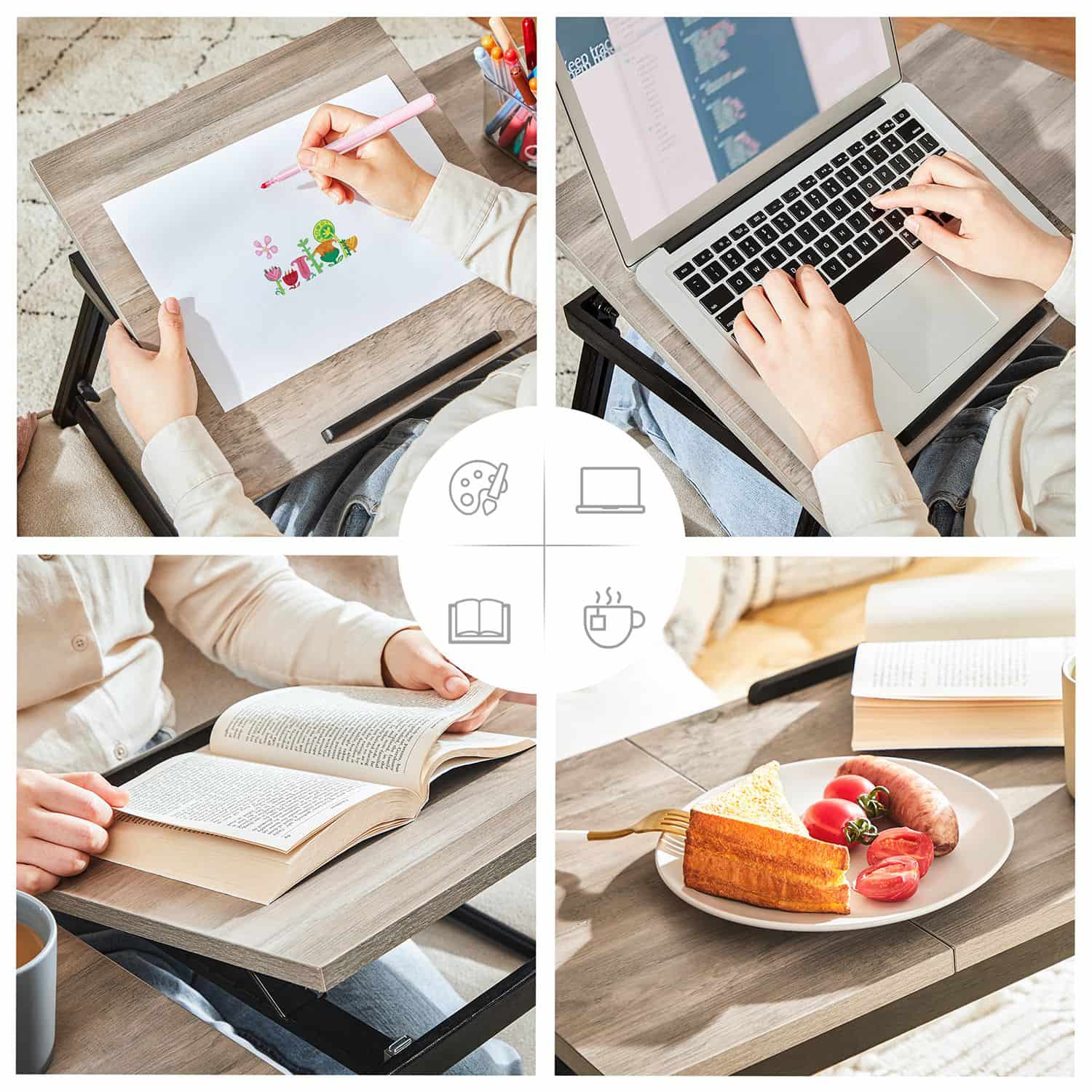 Frühstückstablett klappbare Beine höhenverstellbar greige-LLD105W01 Frühstückstablett klappbare Beine höhenverstellbar greige-LLD105W01