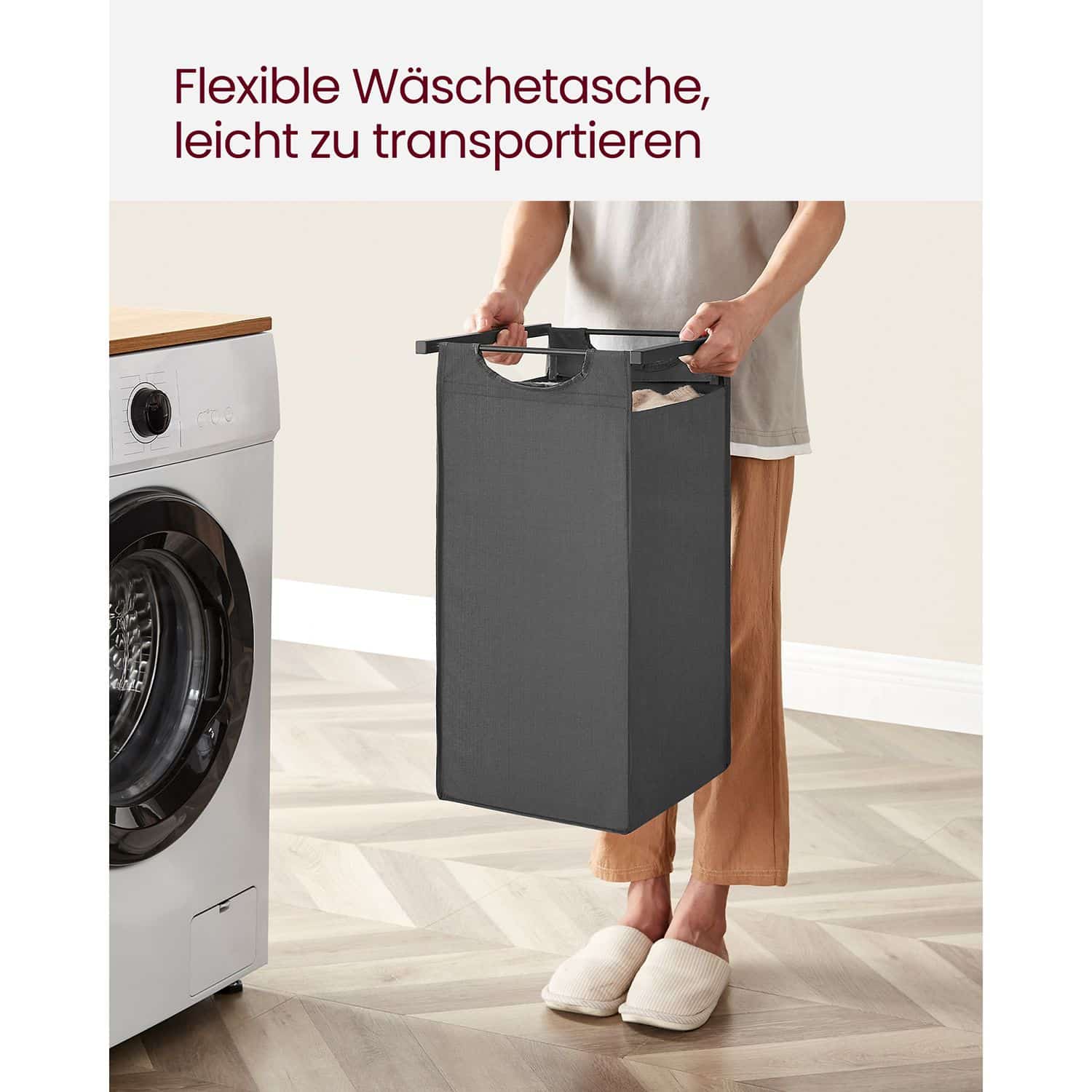 Wäschekorb 3 x 38 L mit 1 Ablage schwarz-grau-B34BLH301G01 Wäschekorb 3 x 38 L mit 1 Ablage schwarz-grau-B34BLH301G01