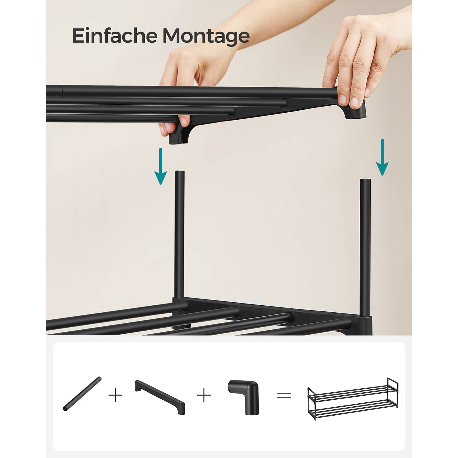 Schuhregal mit 3 Ebenen aus Metall 30 x 116 x 55 cm stapelbar