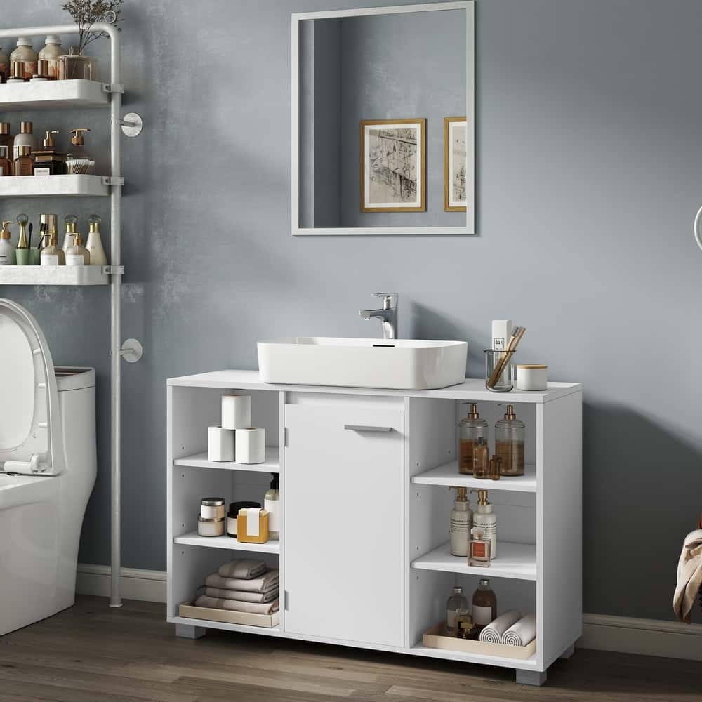 Badezimmerschrank, Waschbeckenunterschrank, mit verstellbaren Ablagen und Füßen