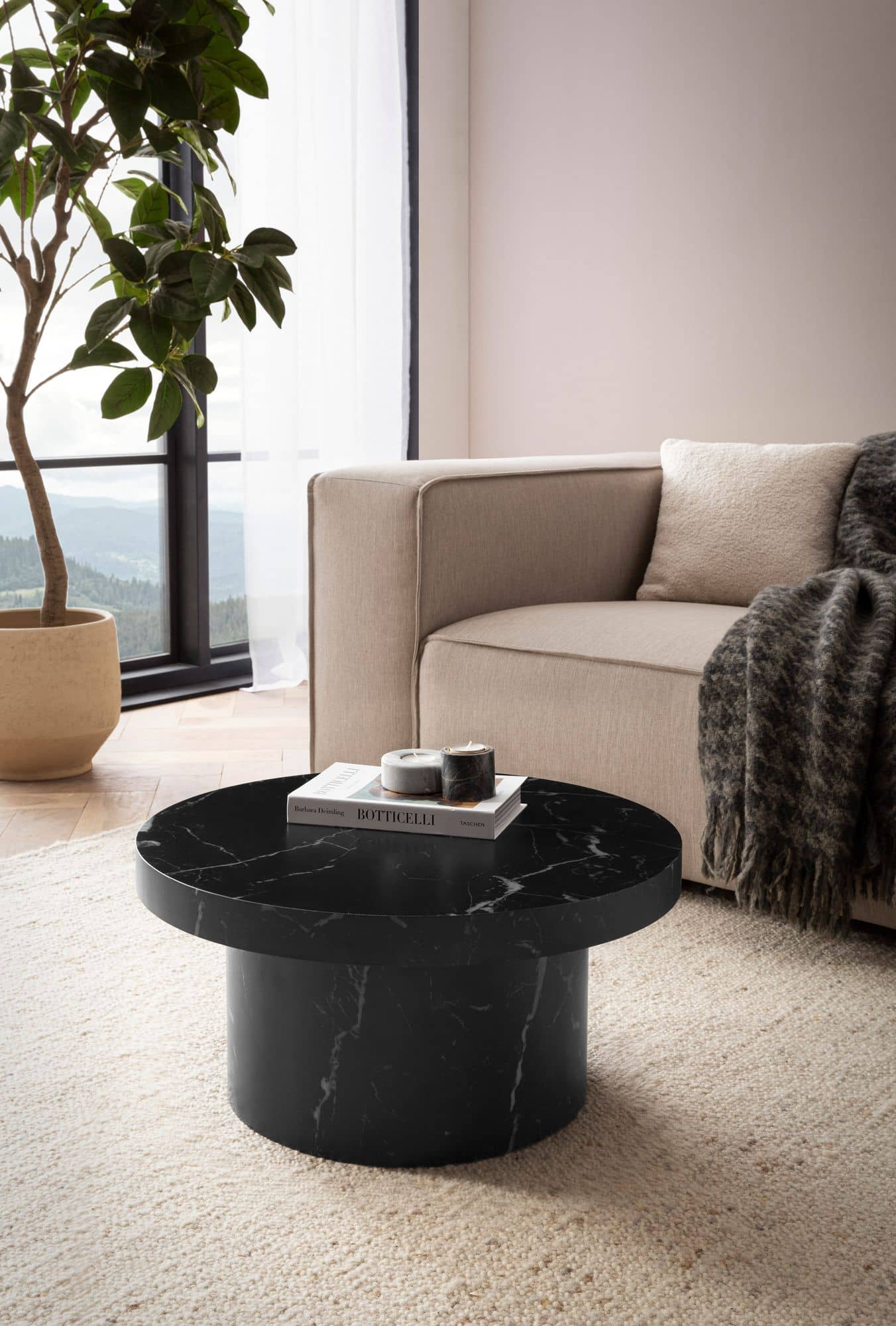 Couchtisch 60x60x30 cm Schwarz Sofatisch in Marmor-Optik Modern Couchtisch 60x60x30 cm Schwarz Sofatisch in Marmor-Optik Modern