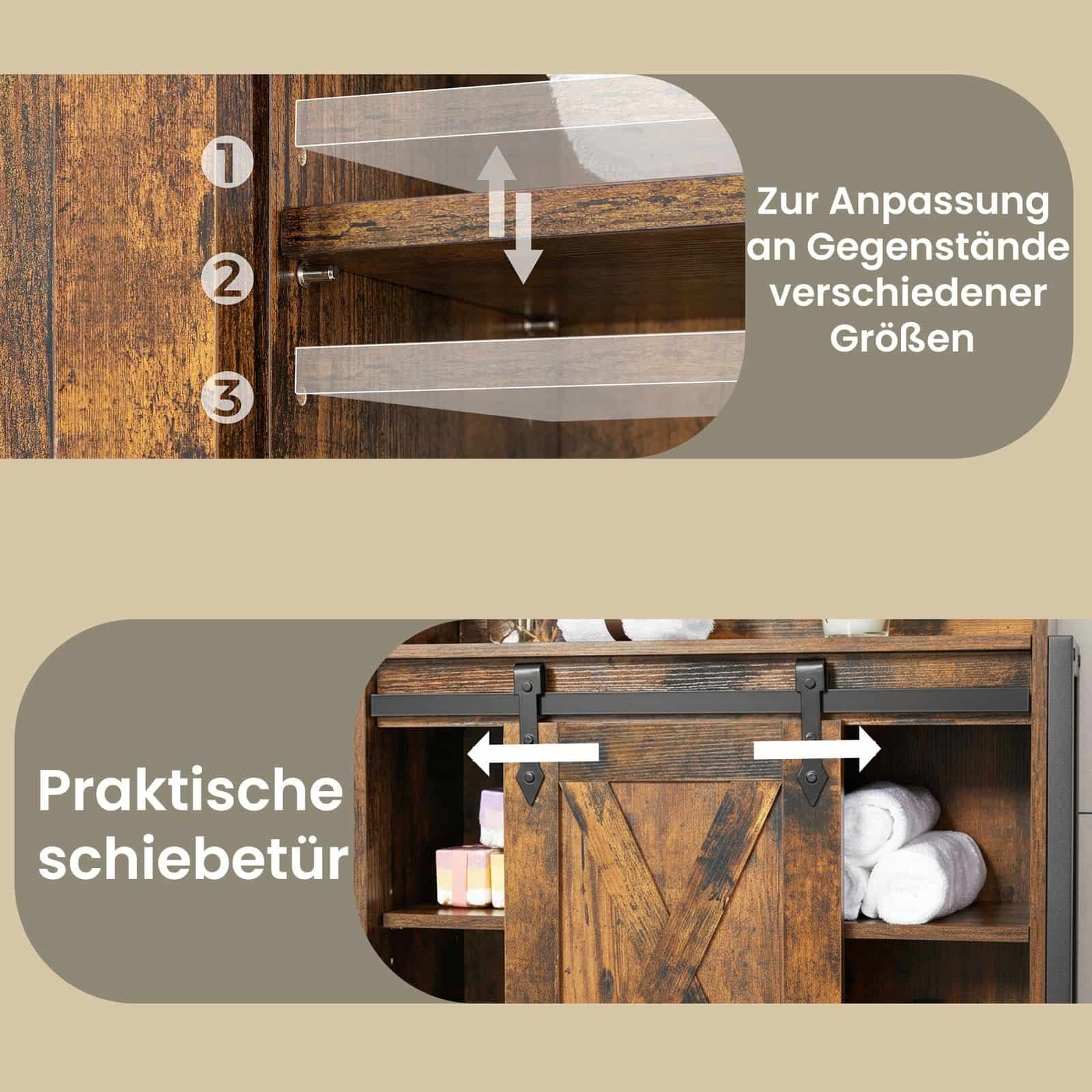 Waschmaschinenregal mit Schrank, Badregal aus Stahl, für Badezimmer