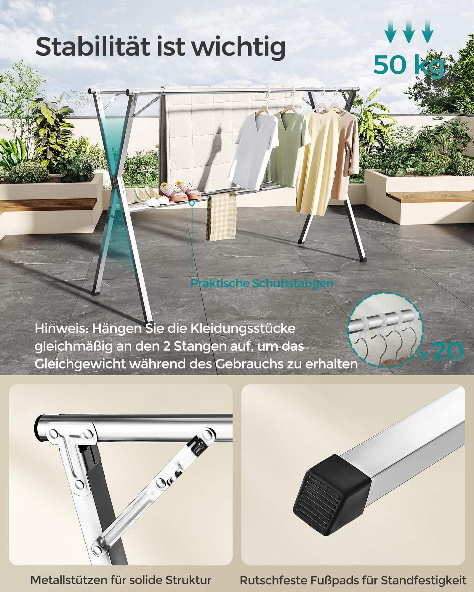 Wäscheständer 133-200 cm ausziehbar und freistehend Wäscheständer 133-200 cm ausziehbar und freistehend