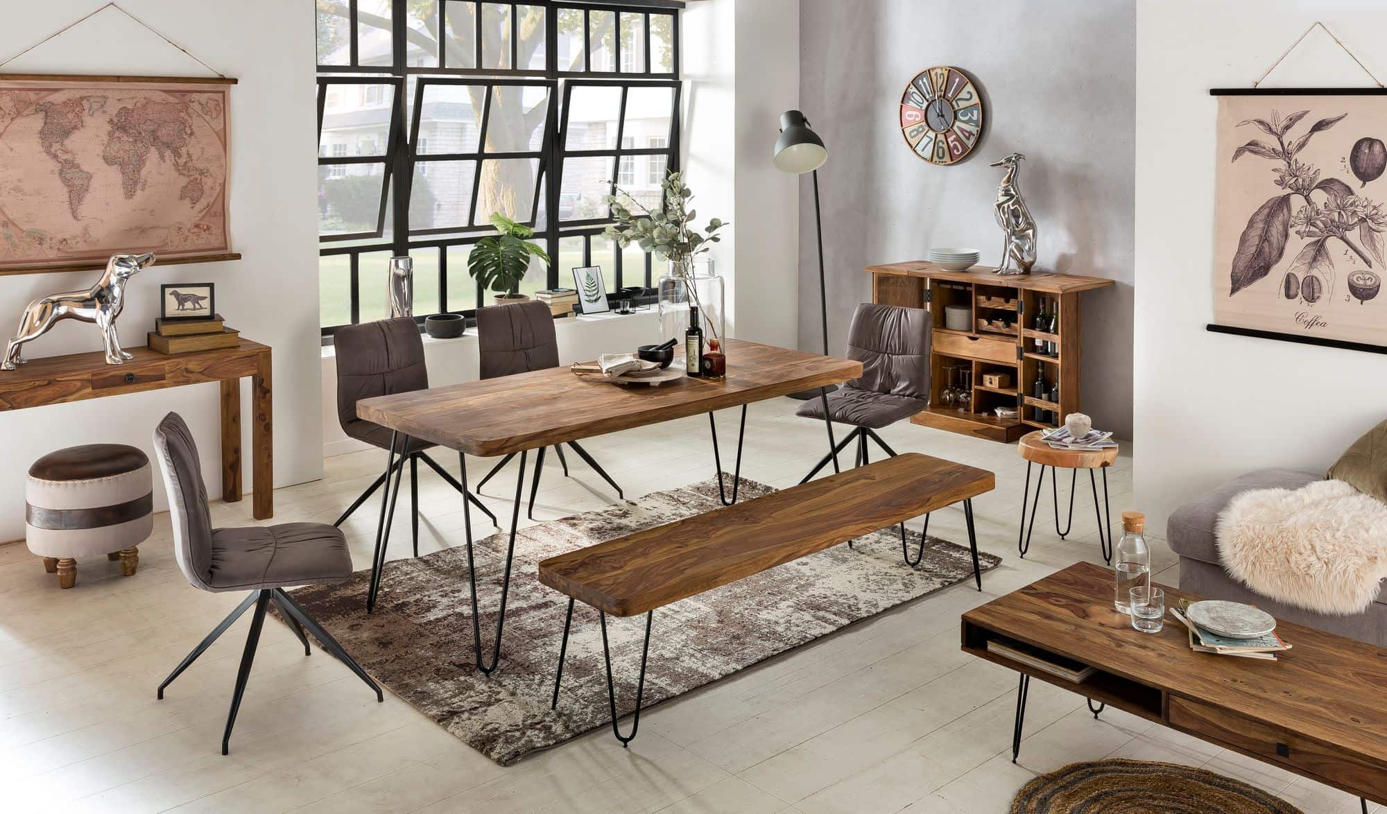 31323-WOHNLING-Konsolentisch-MUMBAI-Massivholz-Shee Konsolentisch MUMBAI Massivholz Sheesham Konsole mit 1 Schublade Schreibtisch 120 x 40 cm Landhaus-Stil Sideboard