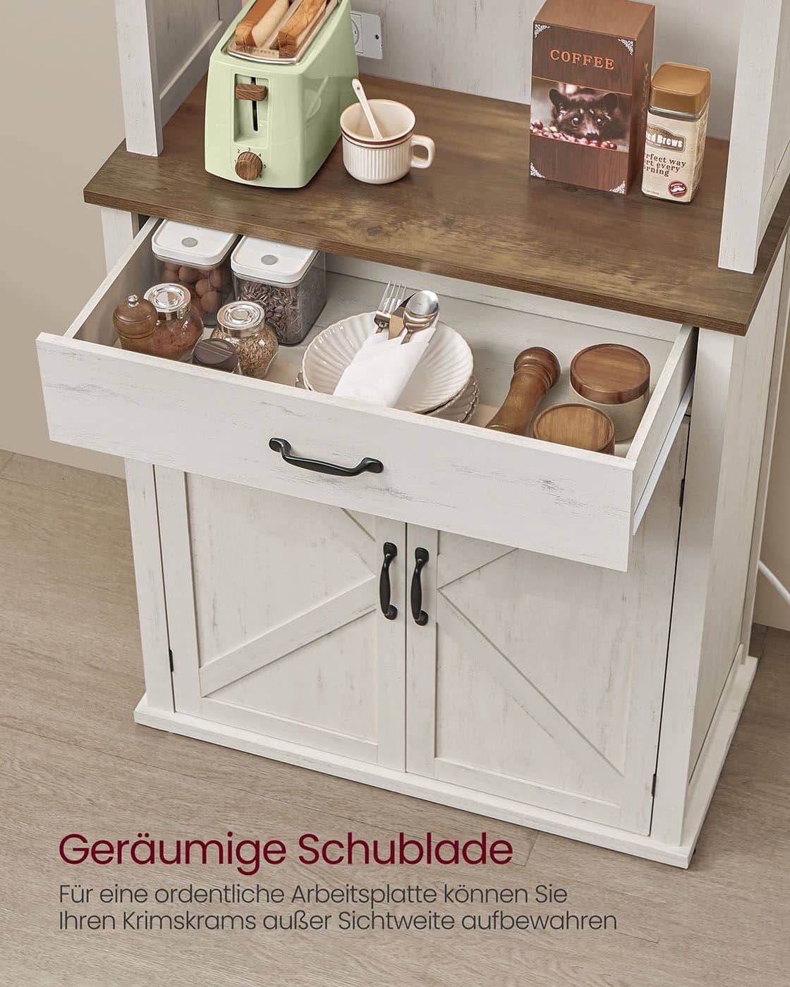 Vintage-Sideboard in Weiß mit Beleuchtung Vintage-Sideboard in Weiß mit Beleuchtung