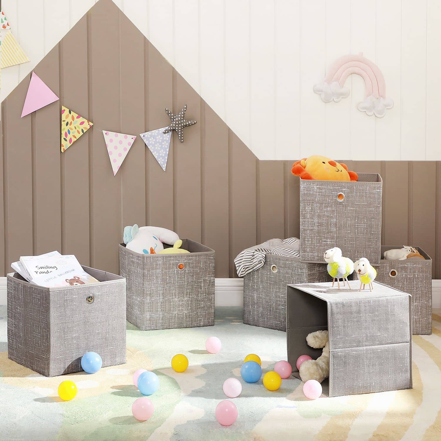 Aufbewahrungsbox 6er Set taupe meliert-RFB006K01