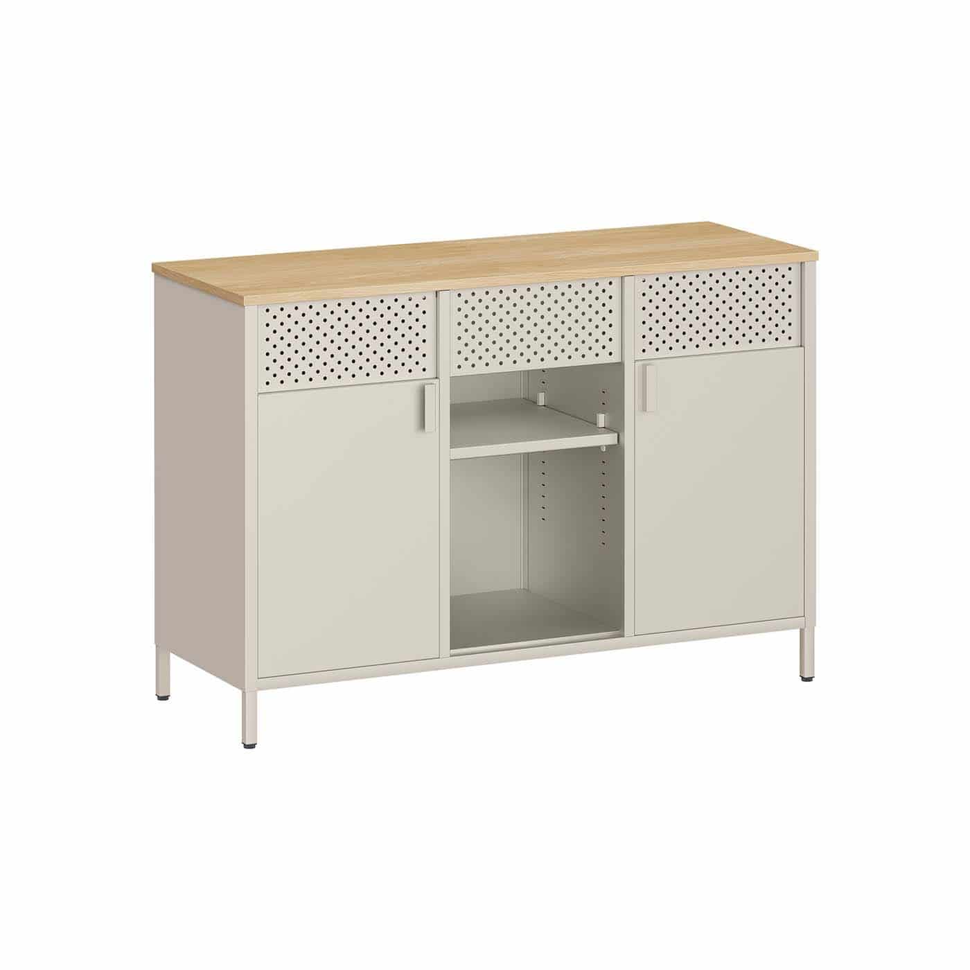 Metallschrank mit verstellbaren Böden und Magnetverschluss Metallschrank mit verstellbaren Böden und Magnetverschluss