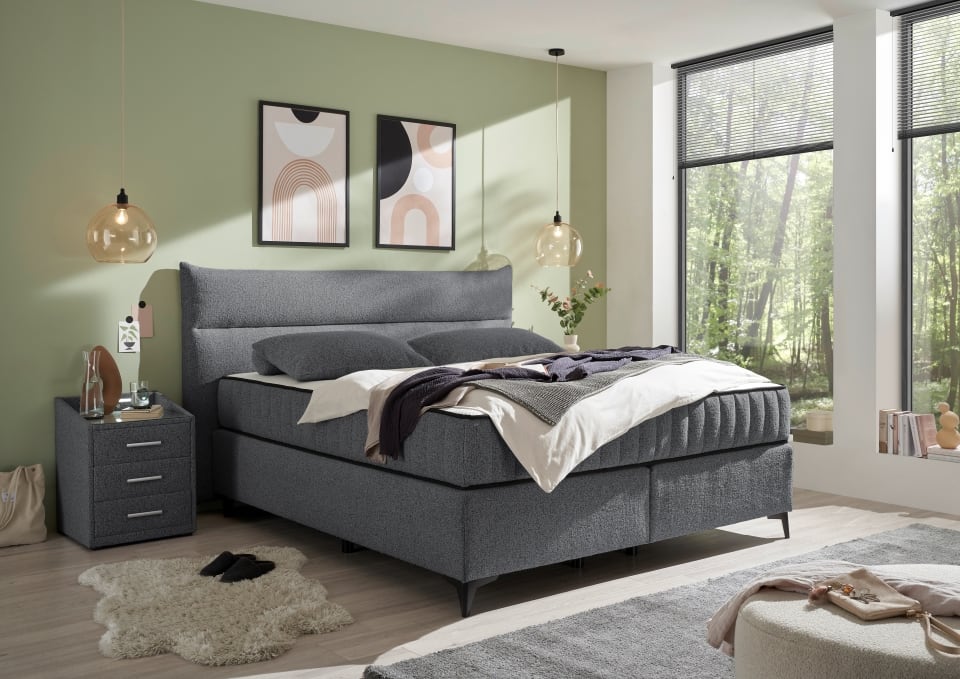 Boxspringbett Vlieland von ED Exciting Farbe Anthrazit Design mit H3/H4 Duo-Matratze 180 x 200 cm Boxspringbett Vlieland von ED Exciting Farbe Anthrazit Design mit H3/H4 Duo-Matratze 180 x 200 cm