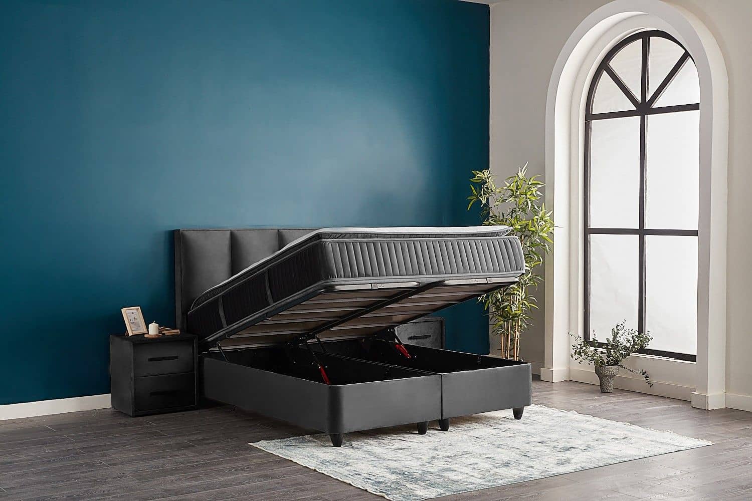 Boxspringbett Nora Grau mit Bettkasten – ABC Bedding